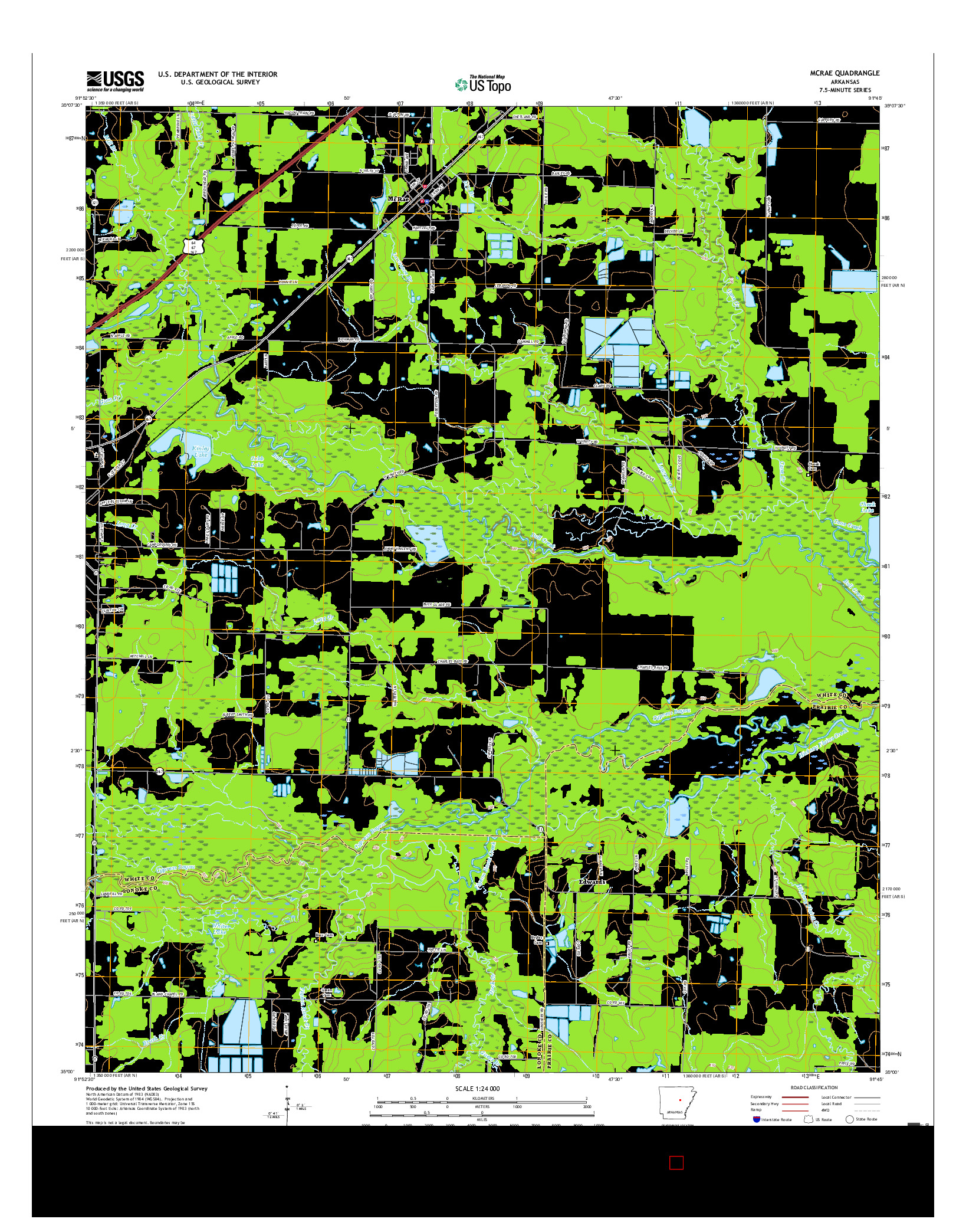 USGS US TOPO 7.5-MINUTE MAP FOR MCRAE, AR 2017