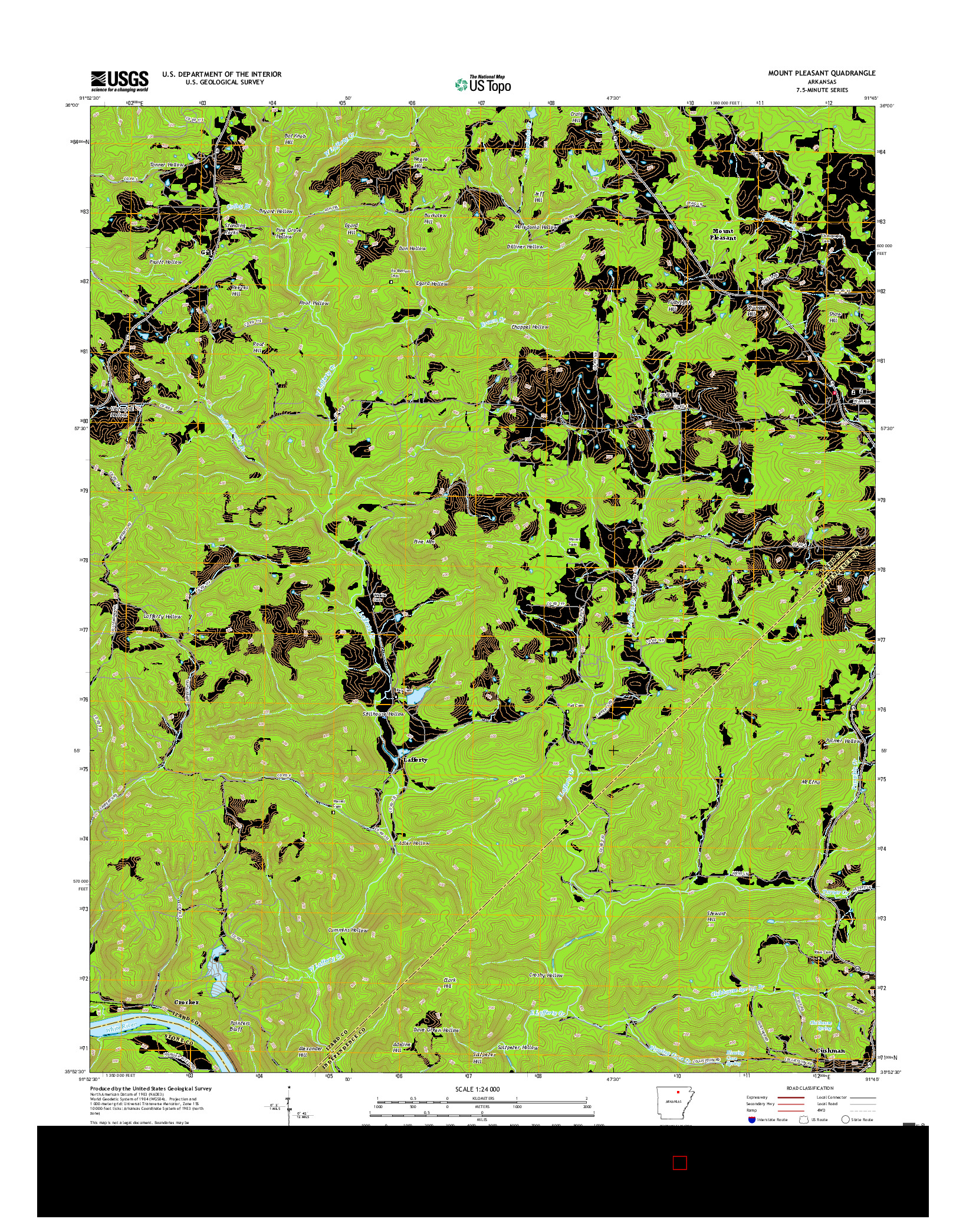 USGS US TOPO 7.5-MINUTE MAP FOR MOUNT PLEASANT, AR 2017