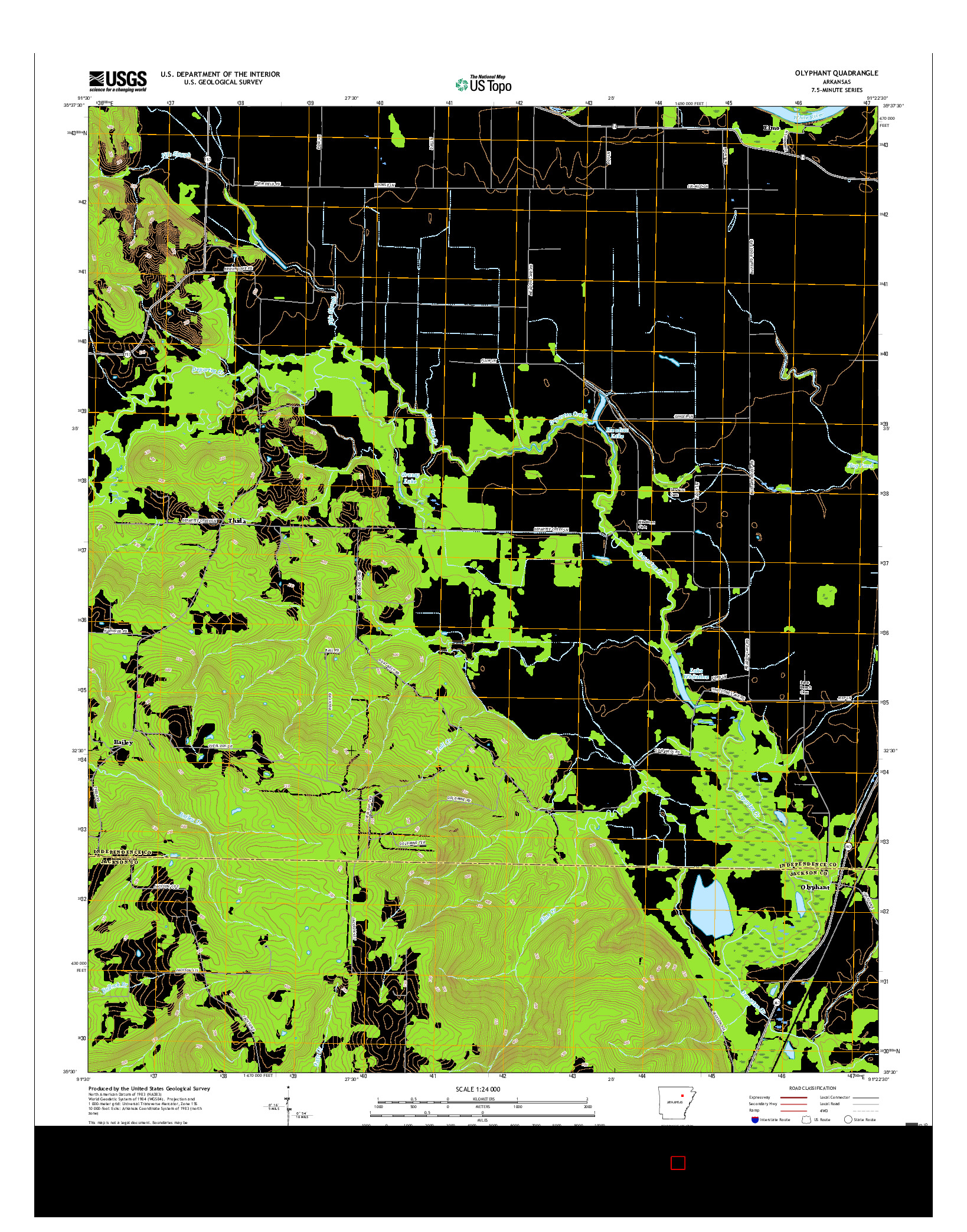 USGS US TOPO 7.5-MINUTE MAP FOR OLYPHANT, AR 2017