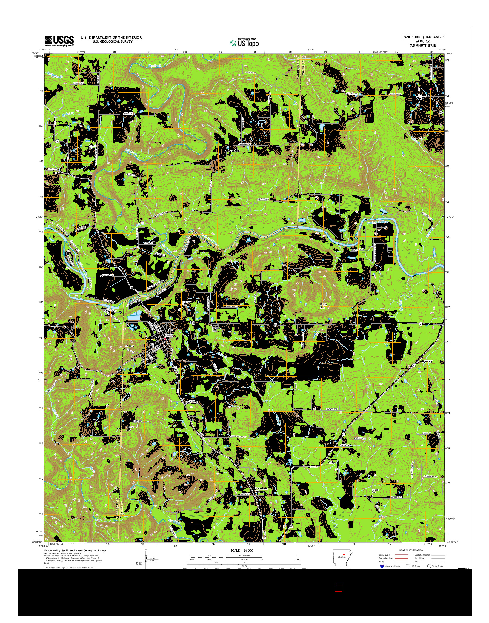 USGS US TOPO 7.5-MINUTE MAP FOR PANGBURN, AR 2017