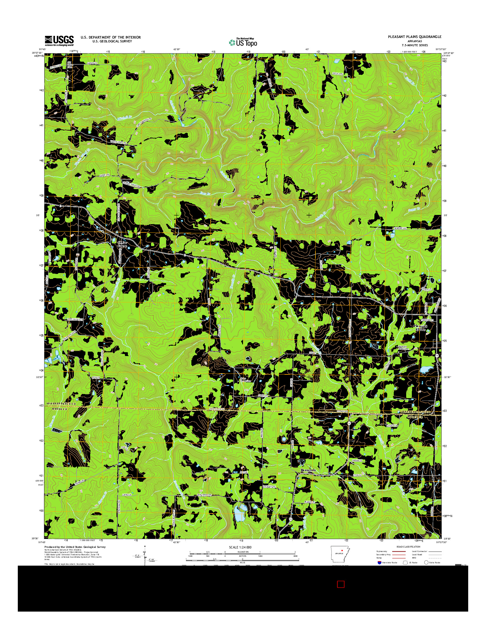 USGS US TOPO 7.5-MINUTE MAP FOR PLEASANT PLAINS, AR 2017