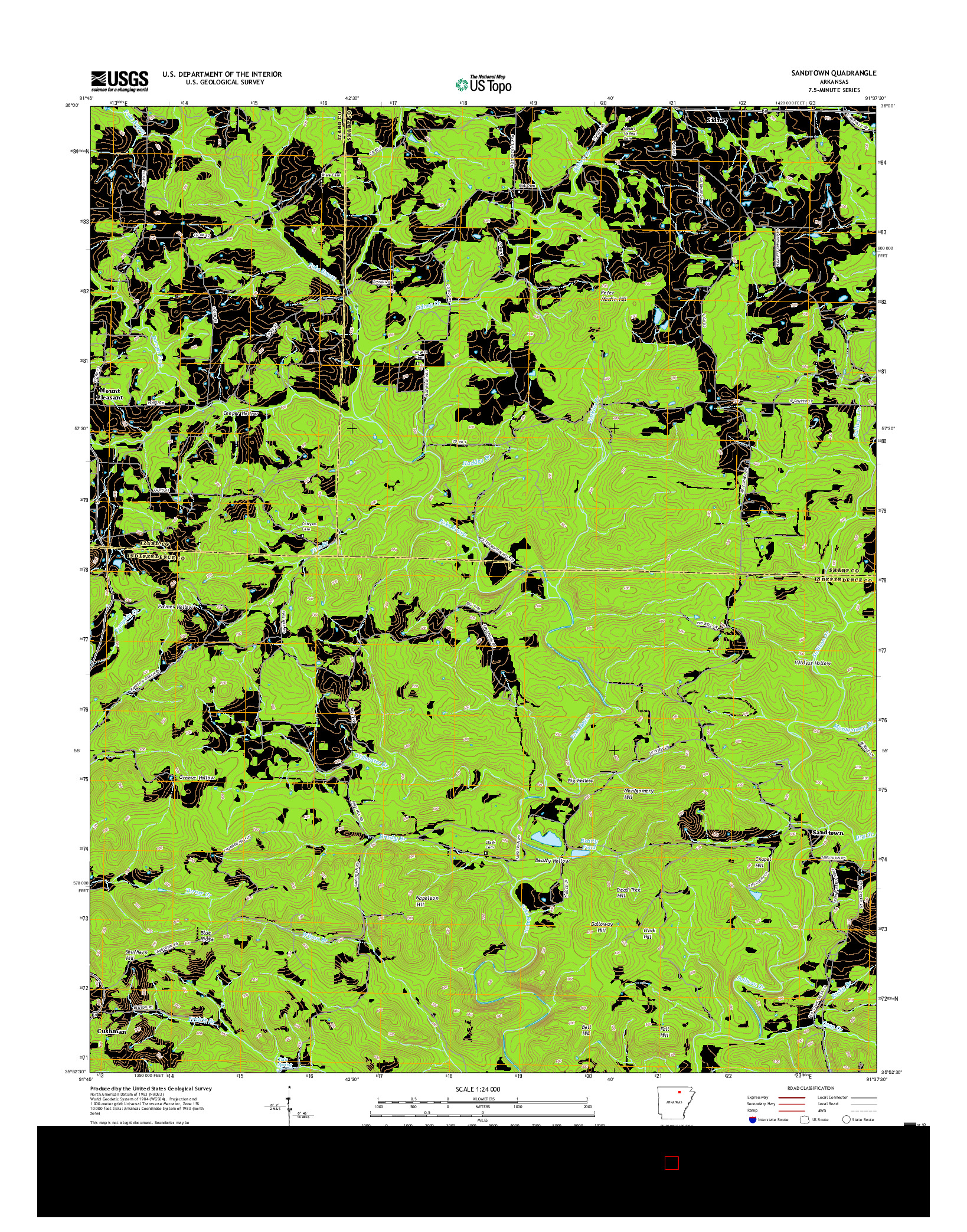 USGS US TOPO 7.5-MINUTE MAP FOR SANDTOWN, AR 2017