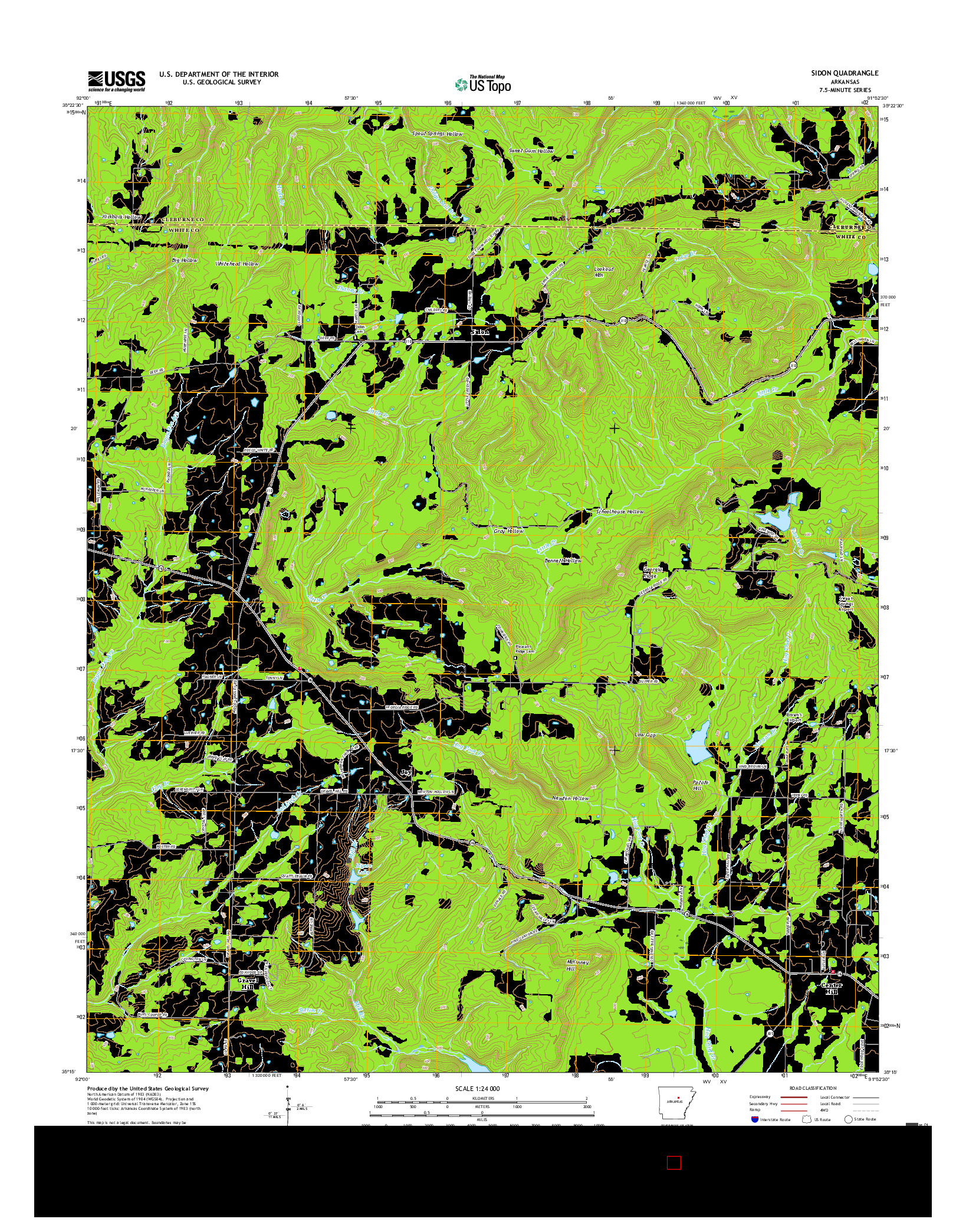 USGS US TOPO 7.5-MINUTE MAP FOR SIDON, AR 2017