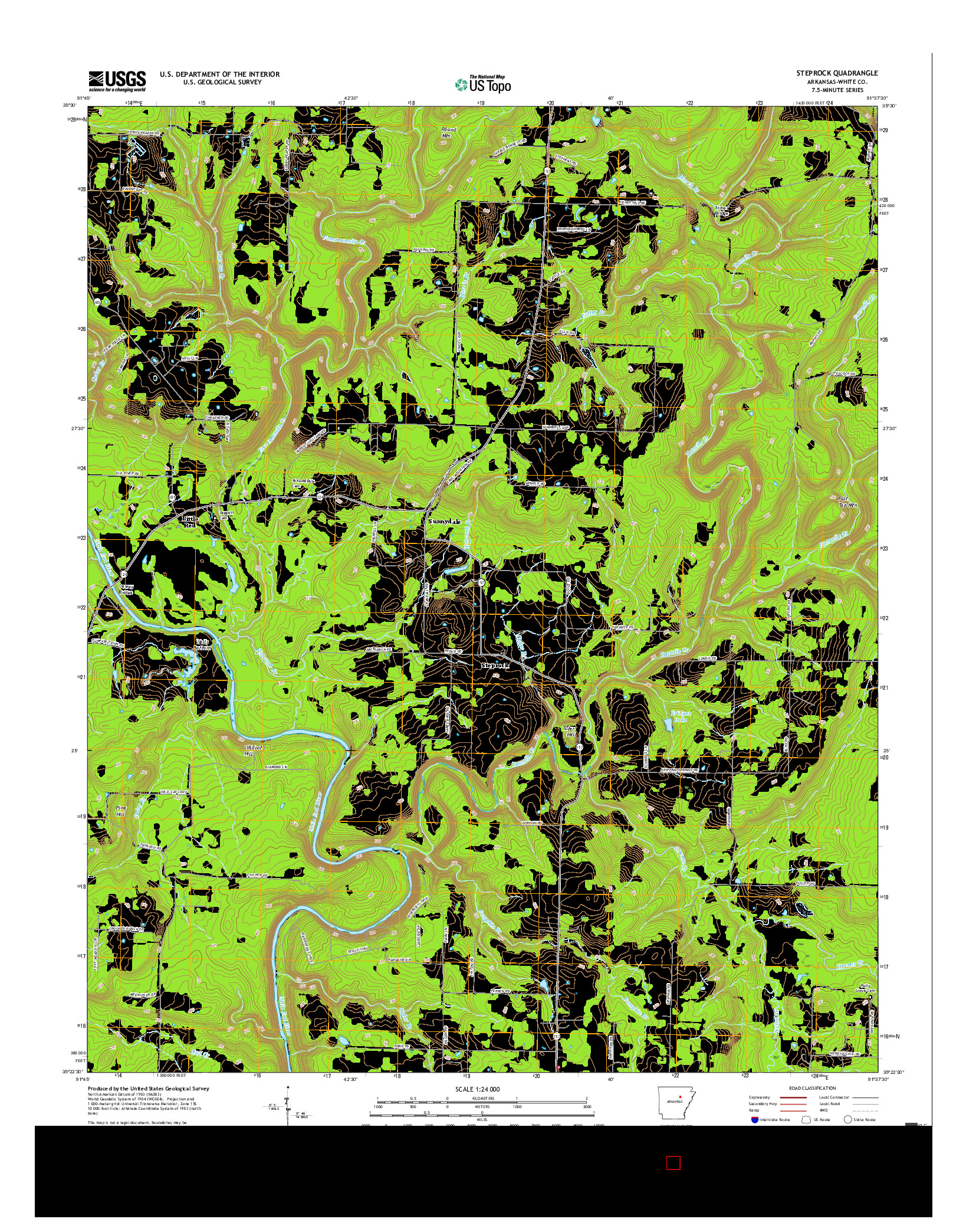 USGS US TOPO 7.5-MINUTE MAP FOR STEPROCK, AR 2017