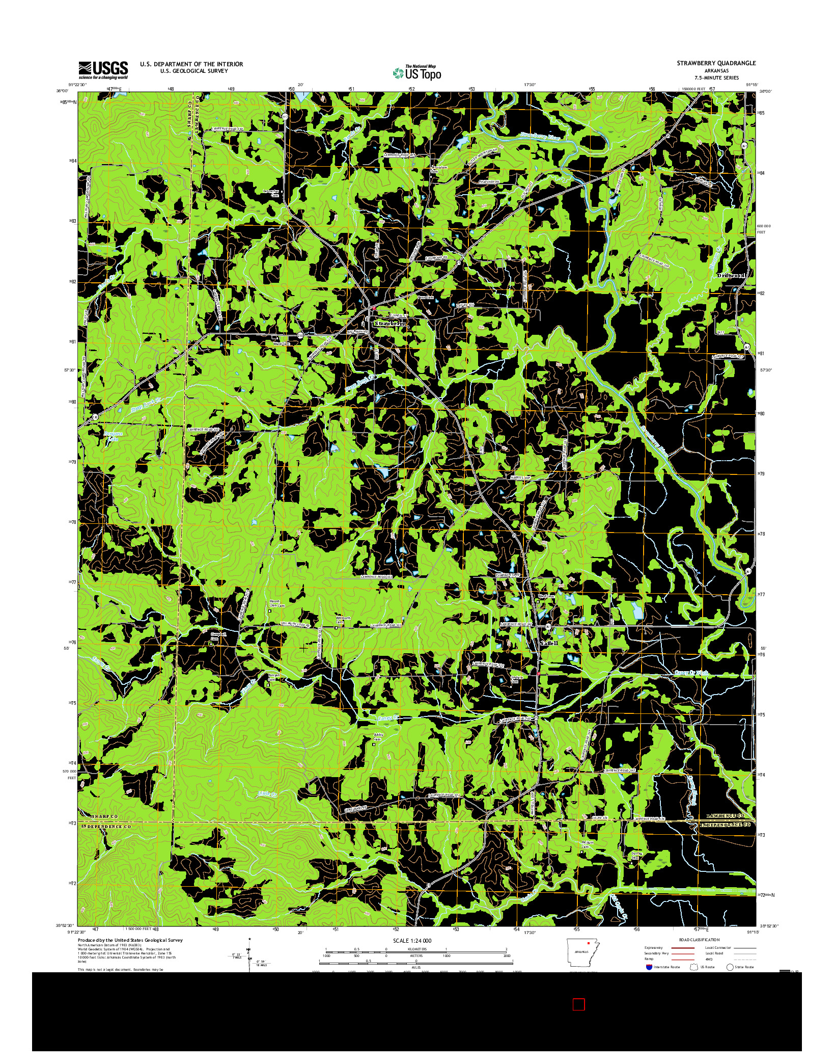 USGS US TOPO 7.5-MINUTE MAP FOR STRAWBERRY, AR 2017