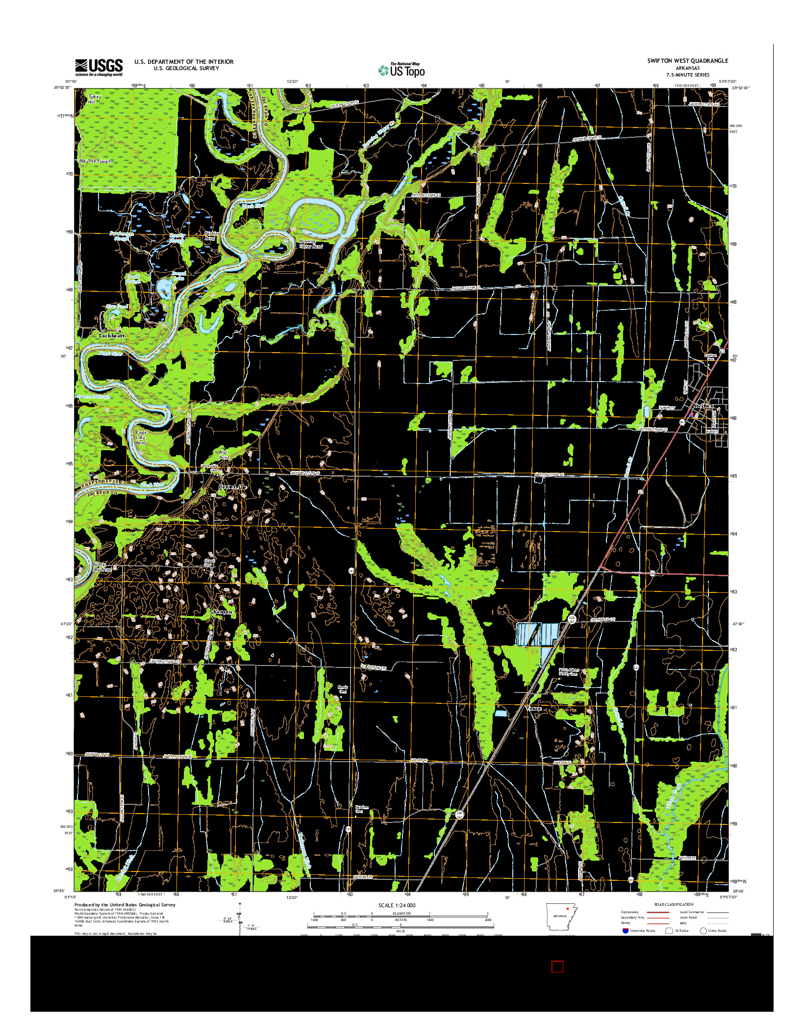 USGS US TOPO 7.5-MINUTE MAP FOR SWIFTON WEST, AR 2017