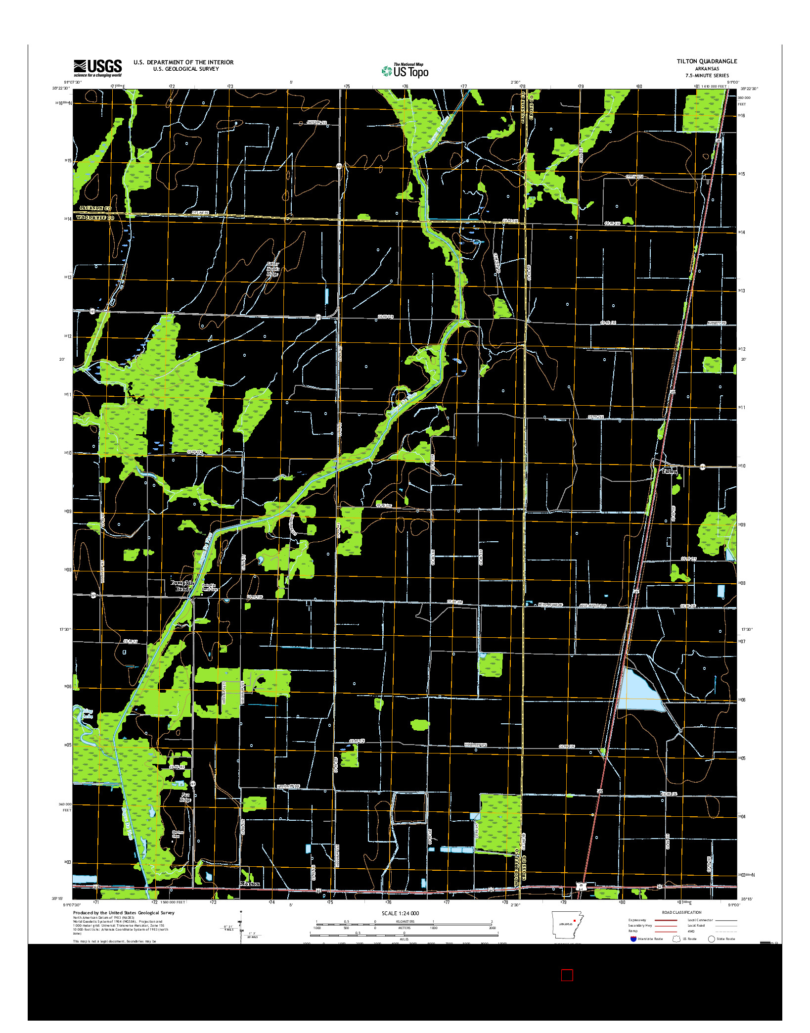 USGS US TOPO 7.5-MINUTE MAP FOR TILTON, AR 2017