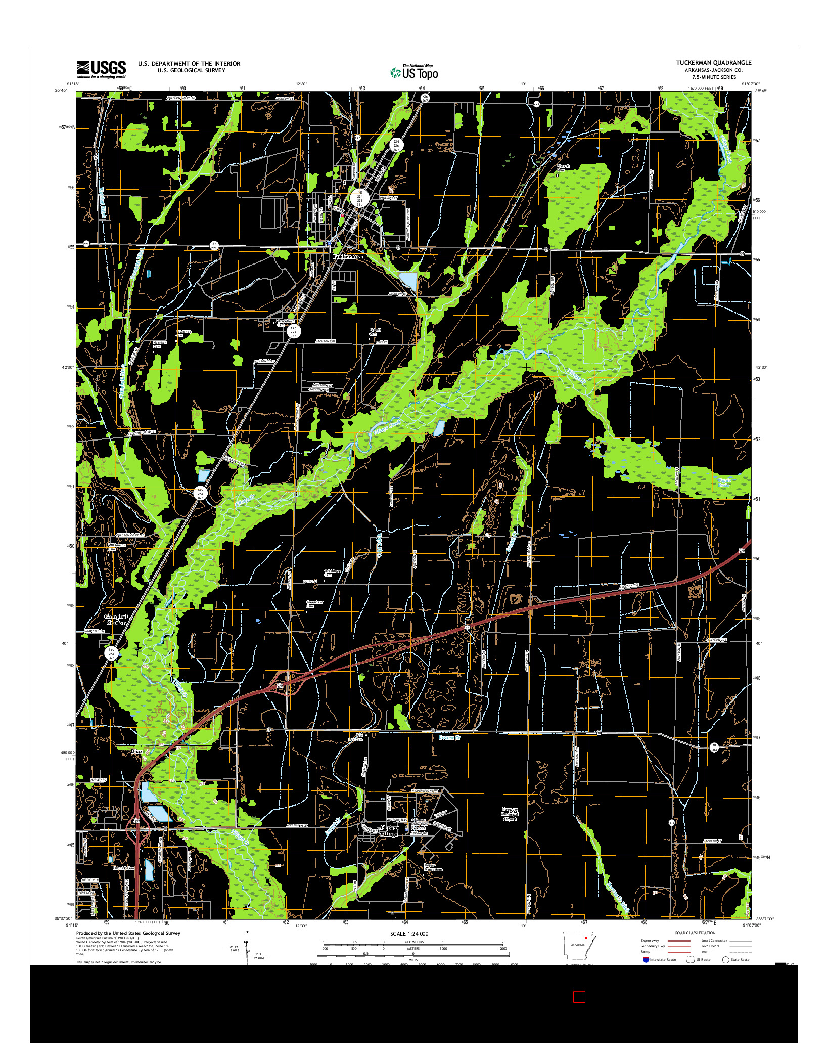 USGS US TOPO 7.5-MINUTE MAP FOR TUCKERMAN, AR 2017
