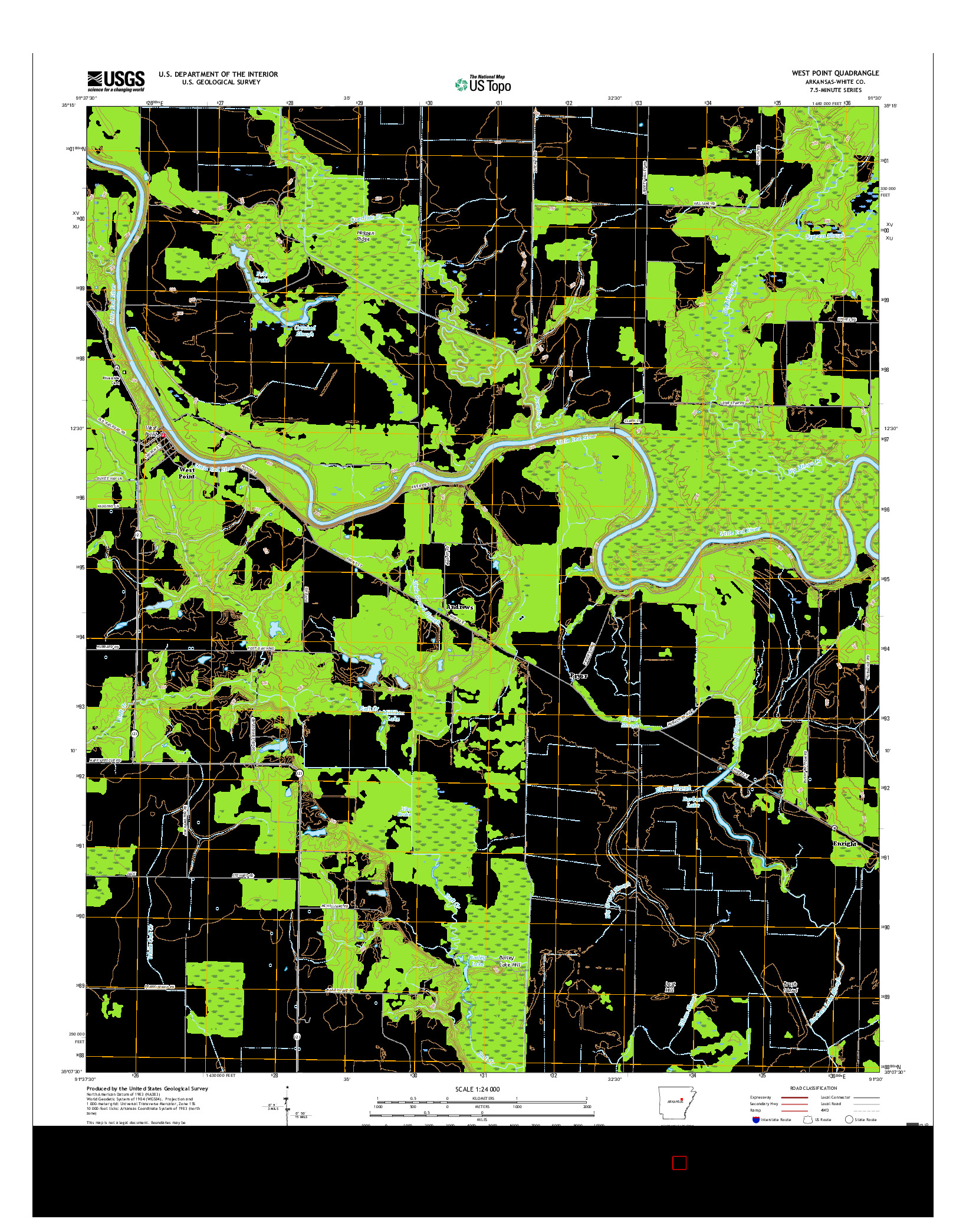 USGS US TOPO 7.5-MINUTE MAP FOR WEST POINT, AR 2017