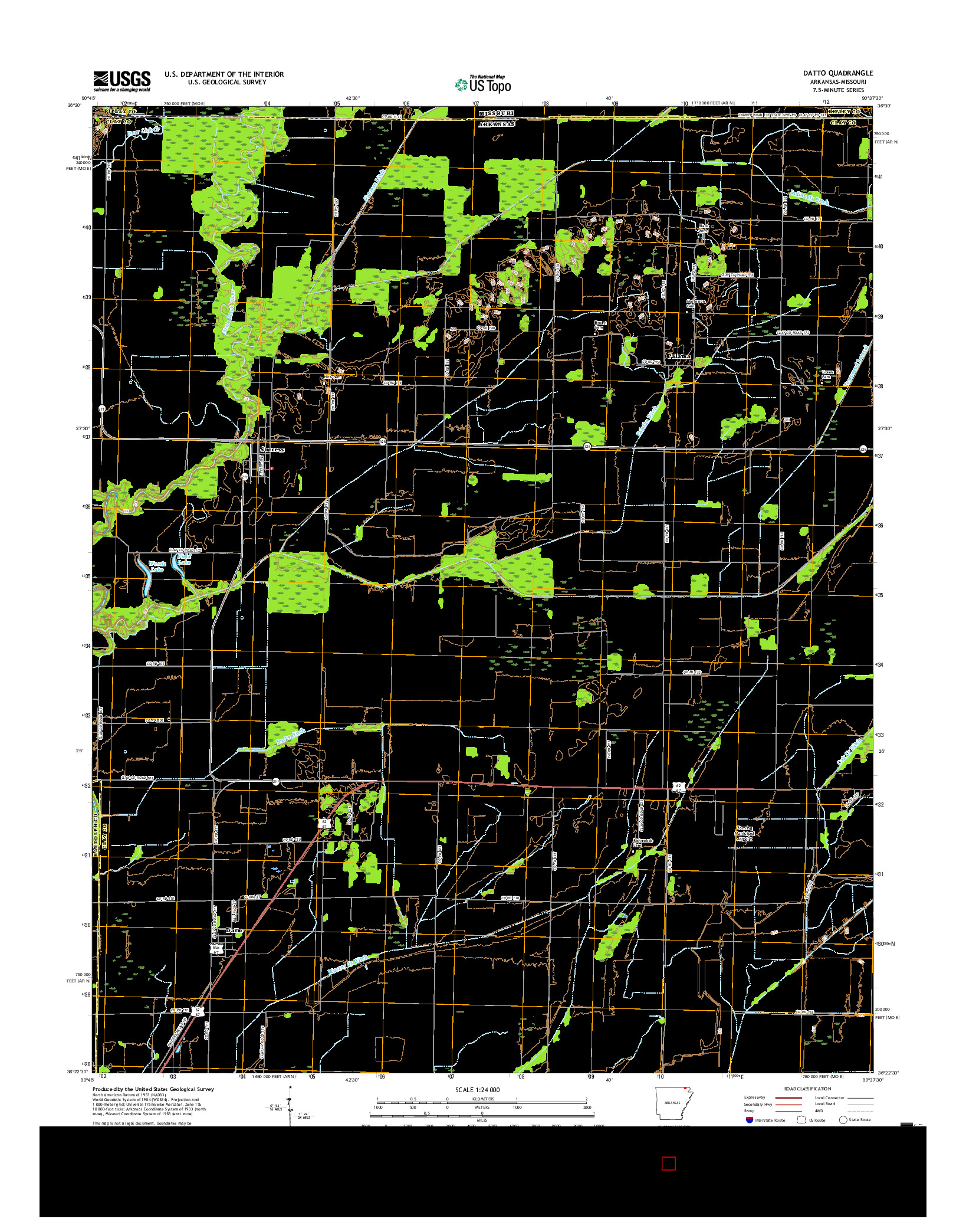 USGS US TOPO 7.5-MINUTE MAP FOR DATTO, AR-MO 2017