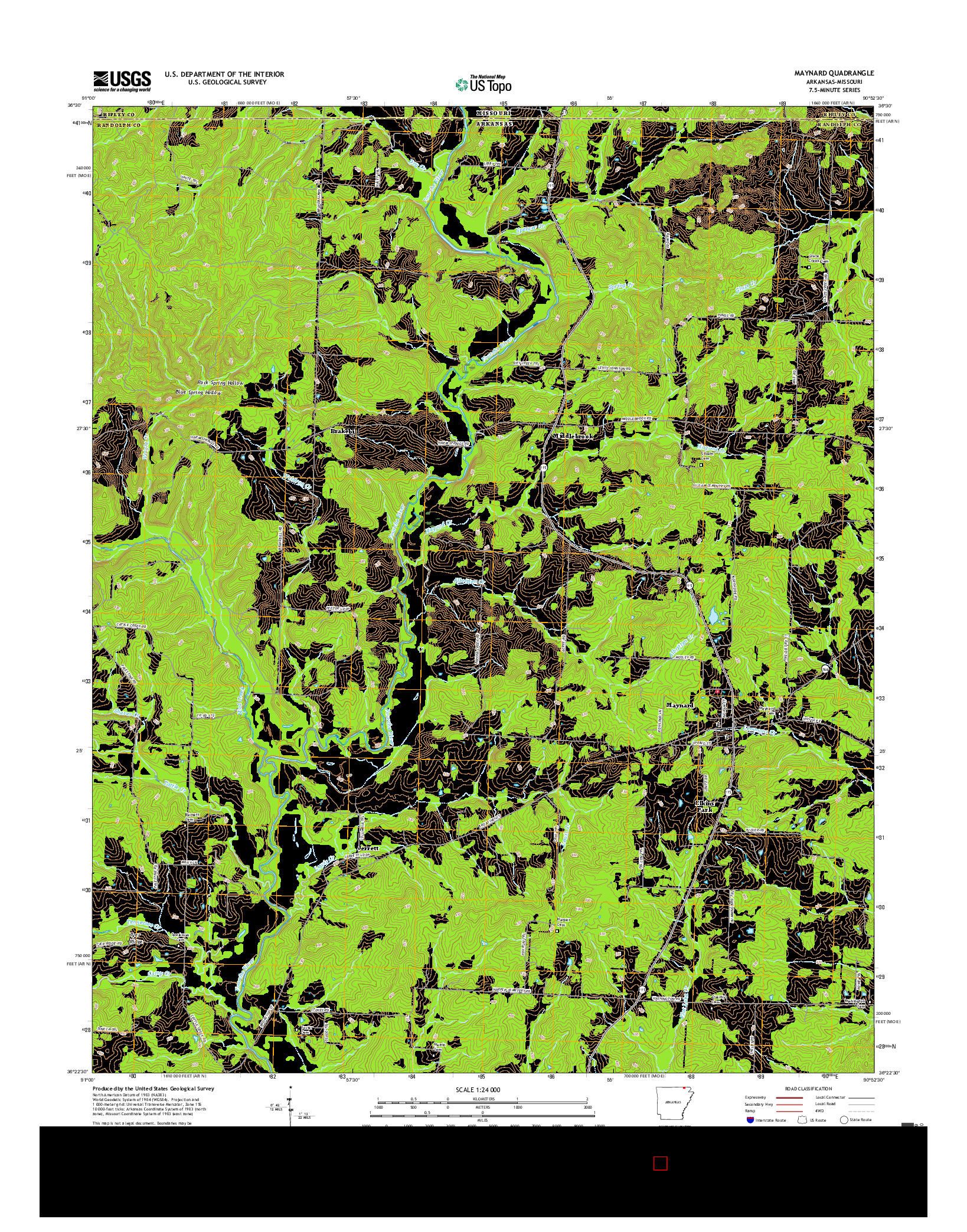 USGS US TOPO 7.5-MINUTE MAP FOR MAYNARD, AR-MO 2017