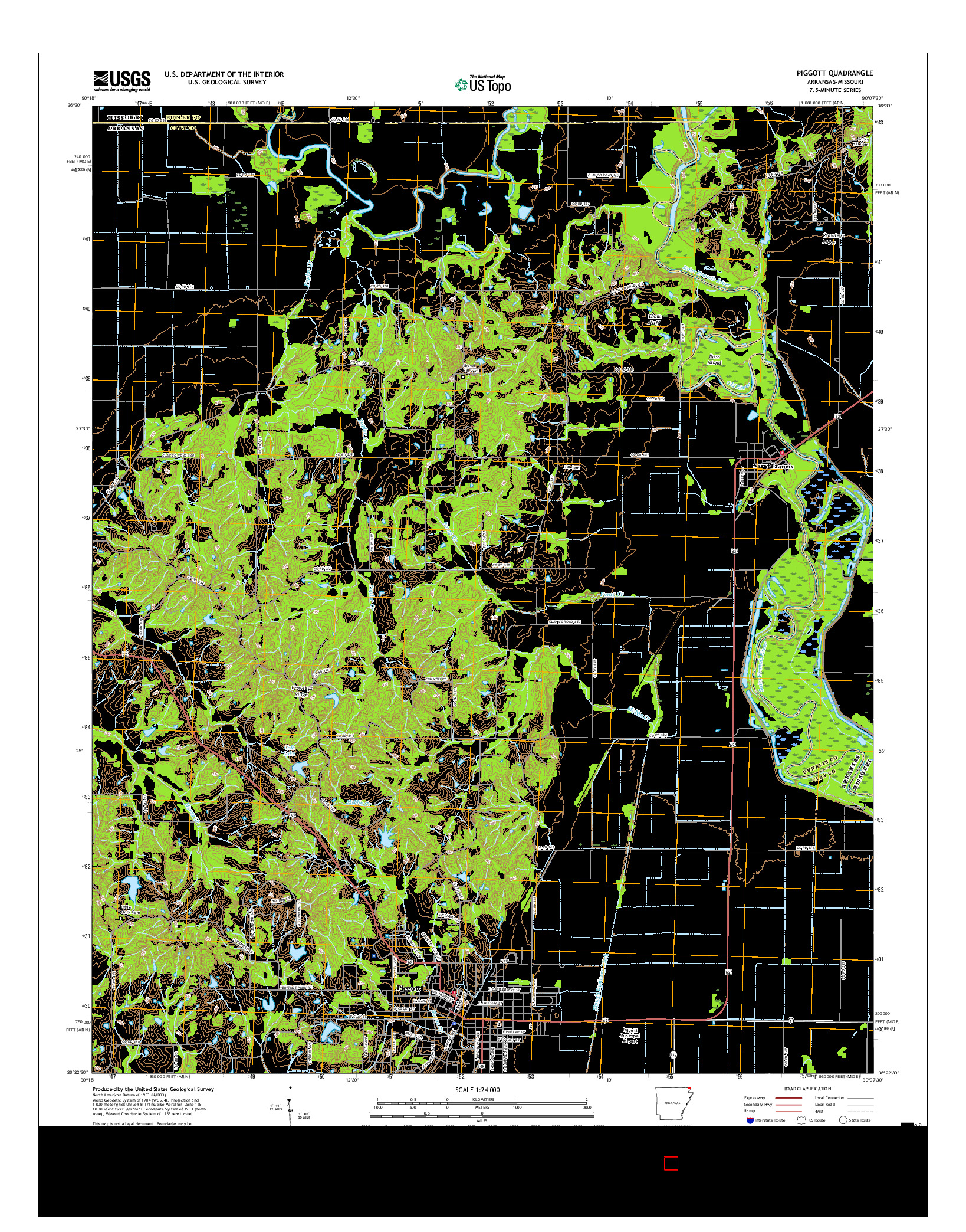 USGS US TOPO 7.5-MINUTE MAP FOR PIGGOTT, AR-MO 2017