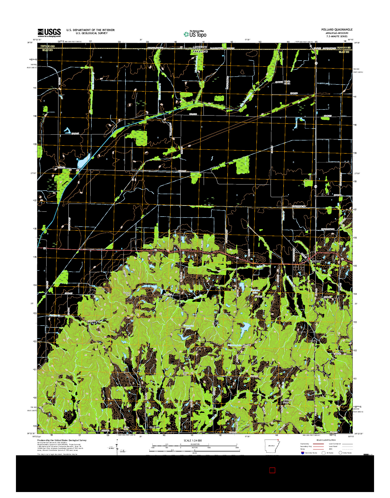 USGS US TOPO 7.5-MINUTE MAP FOR POLLARD, AR-MO 2017