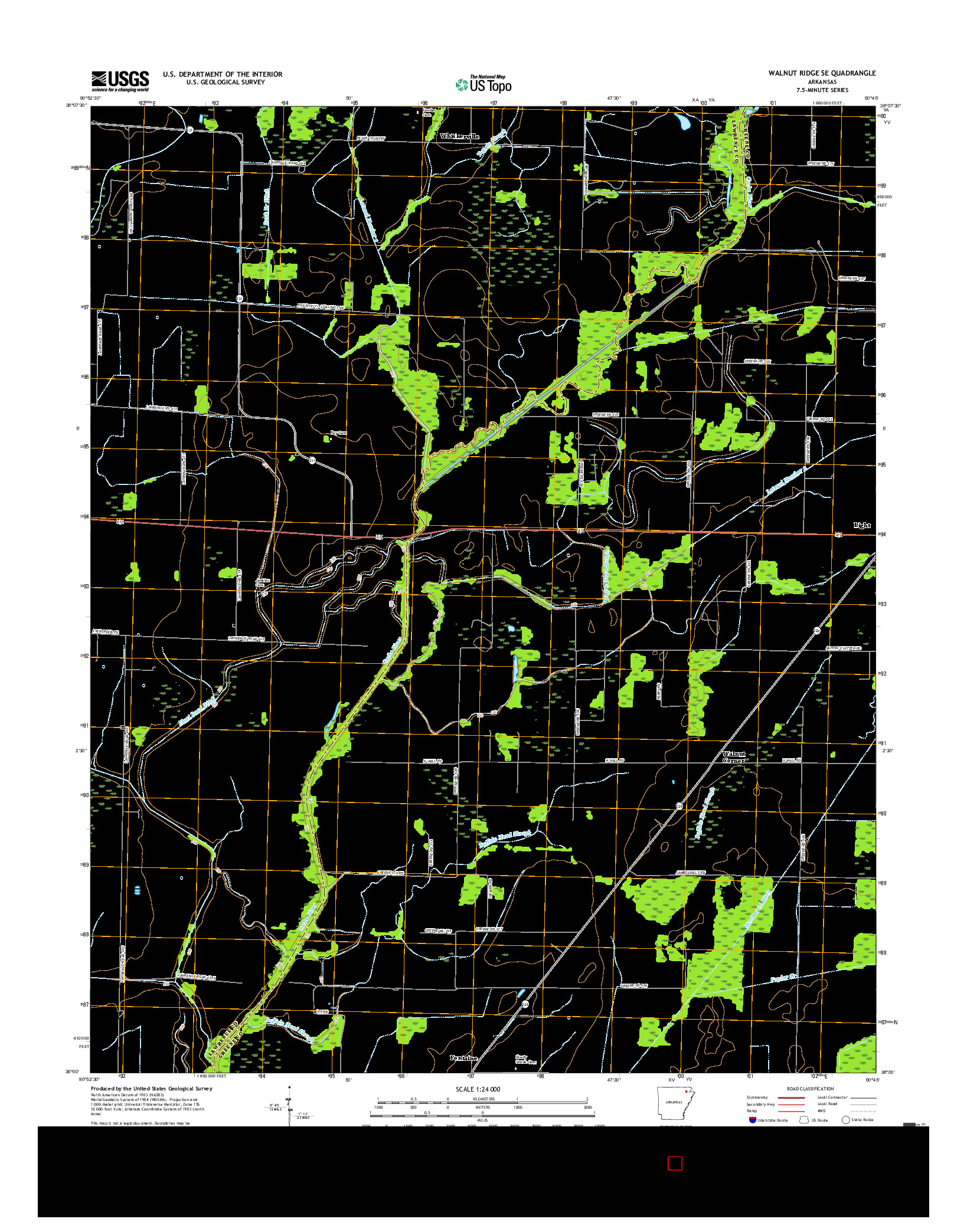 USGS US TOPO 7.5-MINUTE MAP FOR WALNUT RIDGE SE, AR 2017