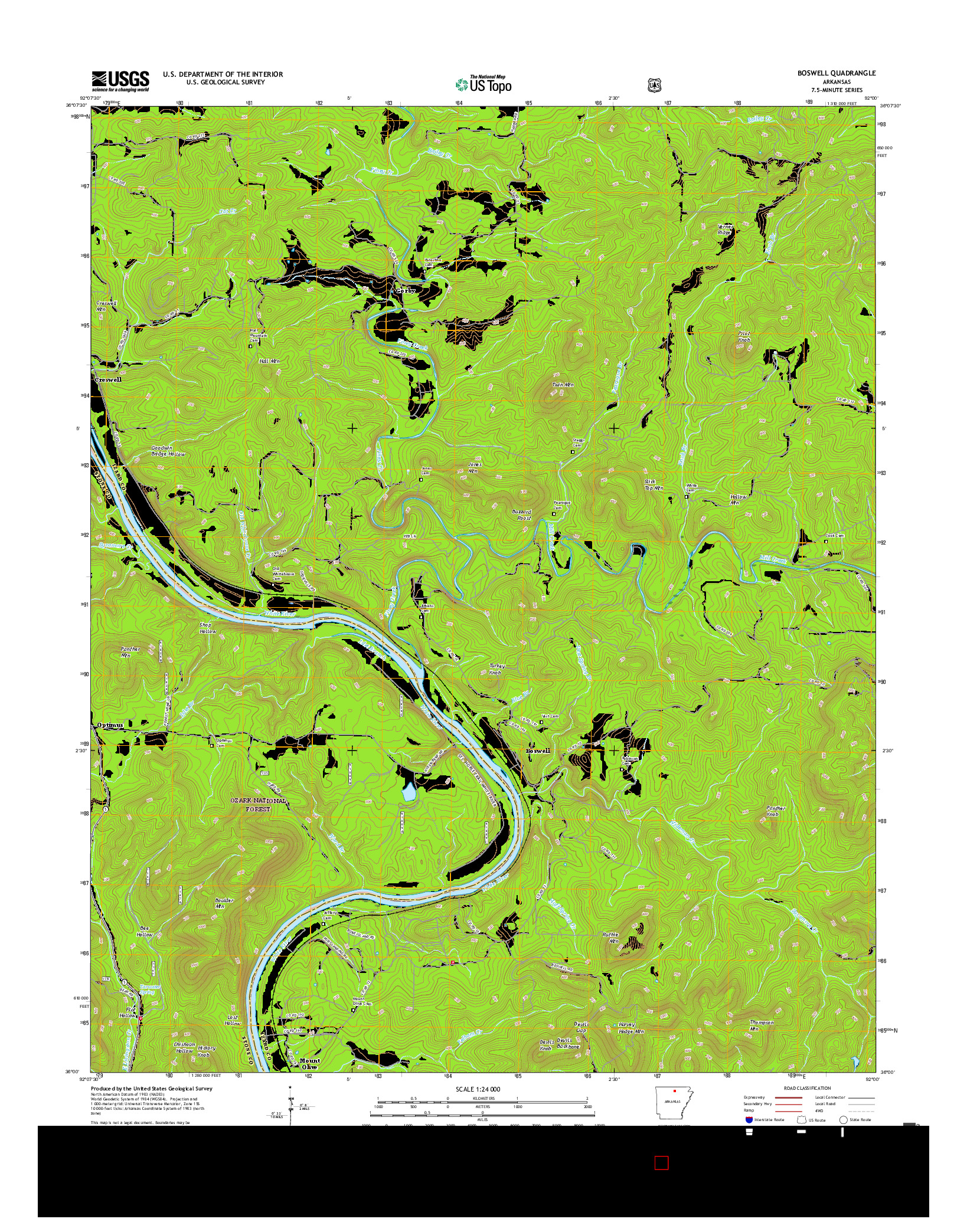 USGS US TOPO 7.5-MINUTE MAP FOR BOSWELL, AR 2017