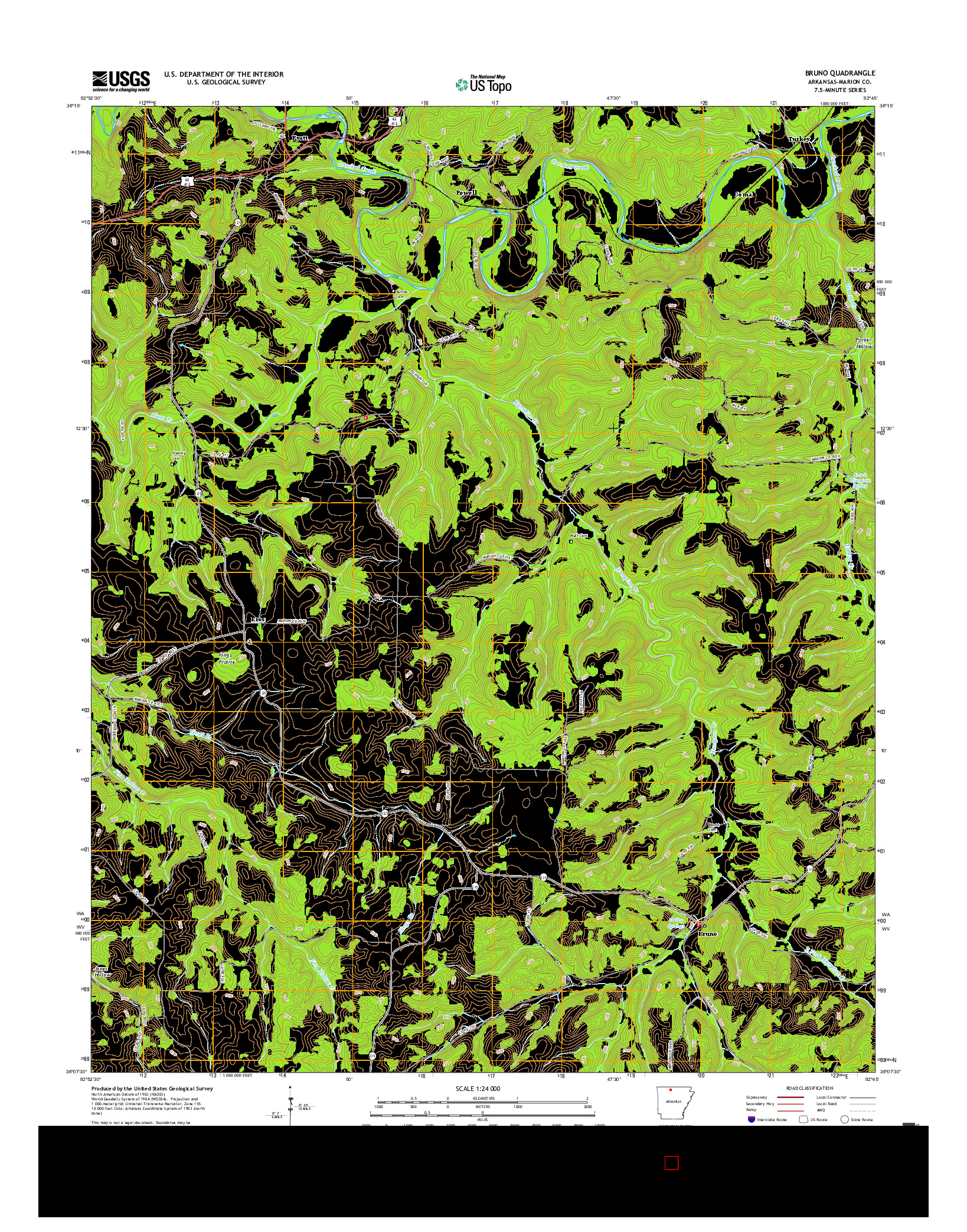 USGS US TOPO 7.5-MINUTE MAP FOR BRUNO, AR 2017