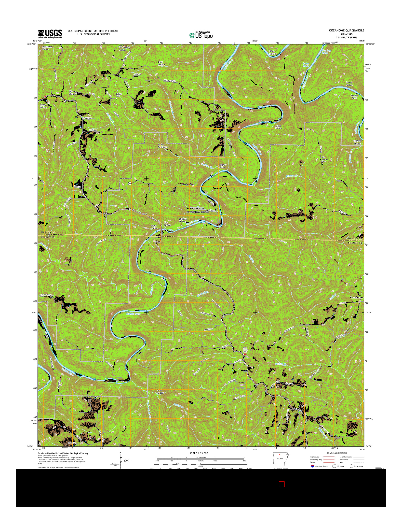 USGS US TOPO 7.5-MINUTE MAP FOR COZAHOME, AR 2017