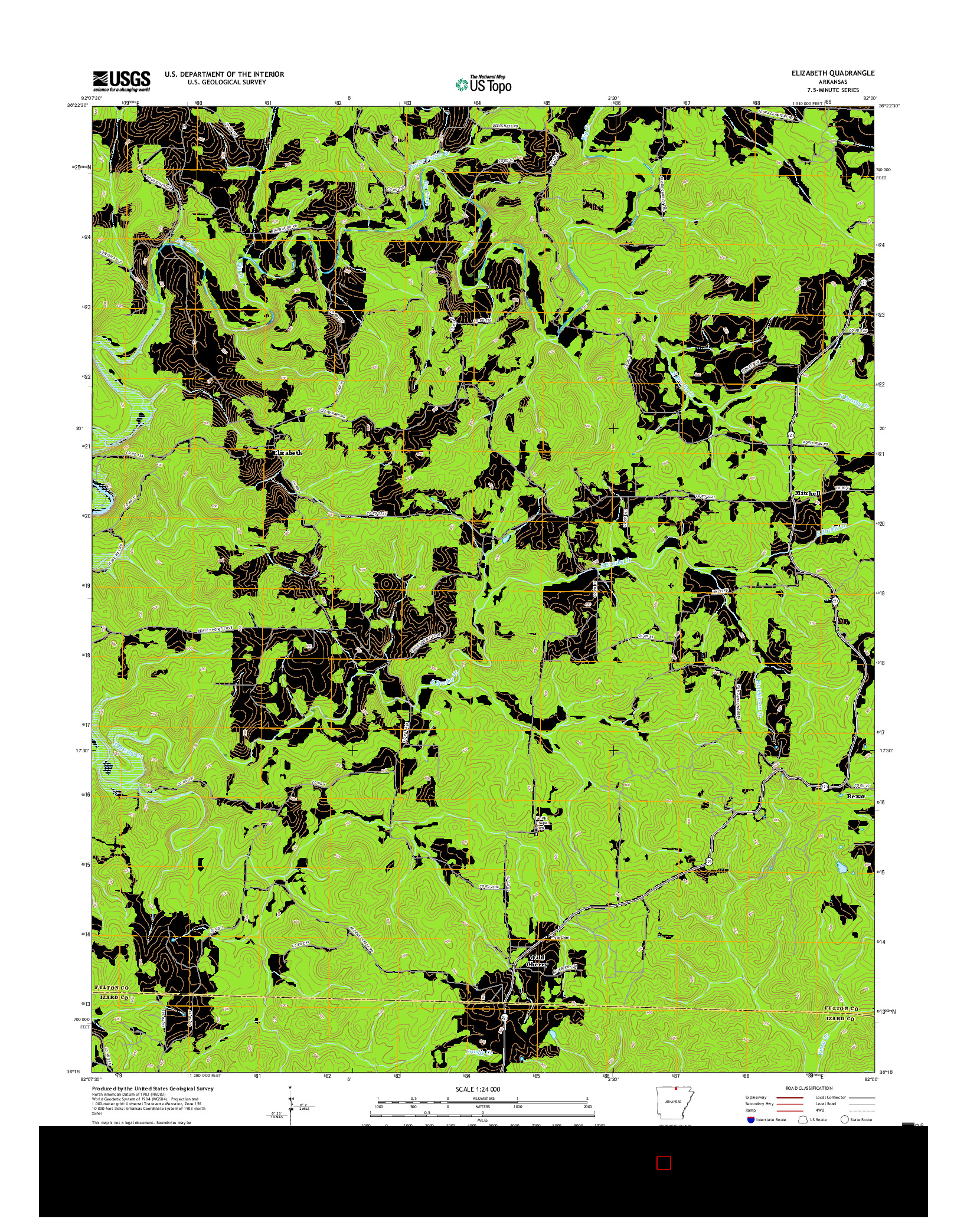 USGS US TOPO 7.5-MINUTE MAP FOR ELIZABETH, AR 2017