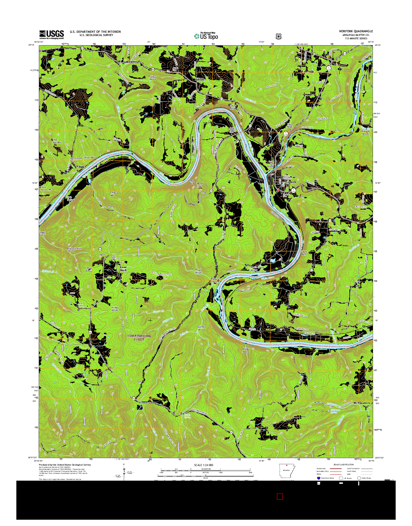 USGS US TOPO 7.5-MINUTE MAP FOR NORFORK, AR 2017