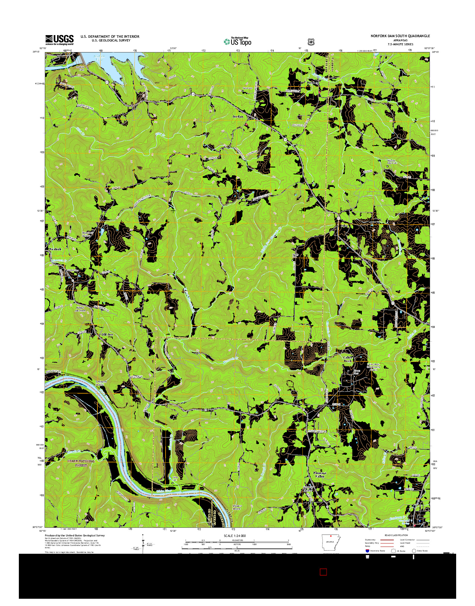 USGS US TOPO 7.5-MINUTE MAP FOR NORFORK DAM SOUTH, AR 2017