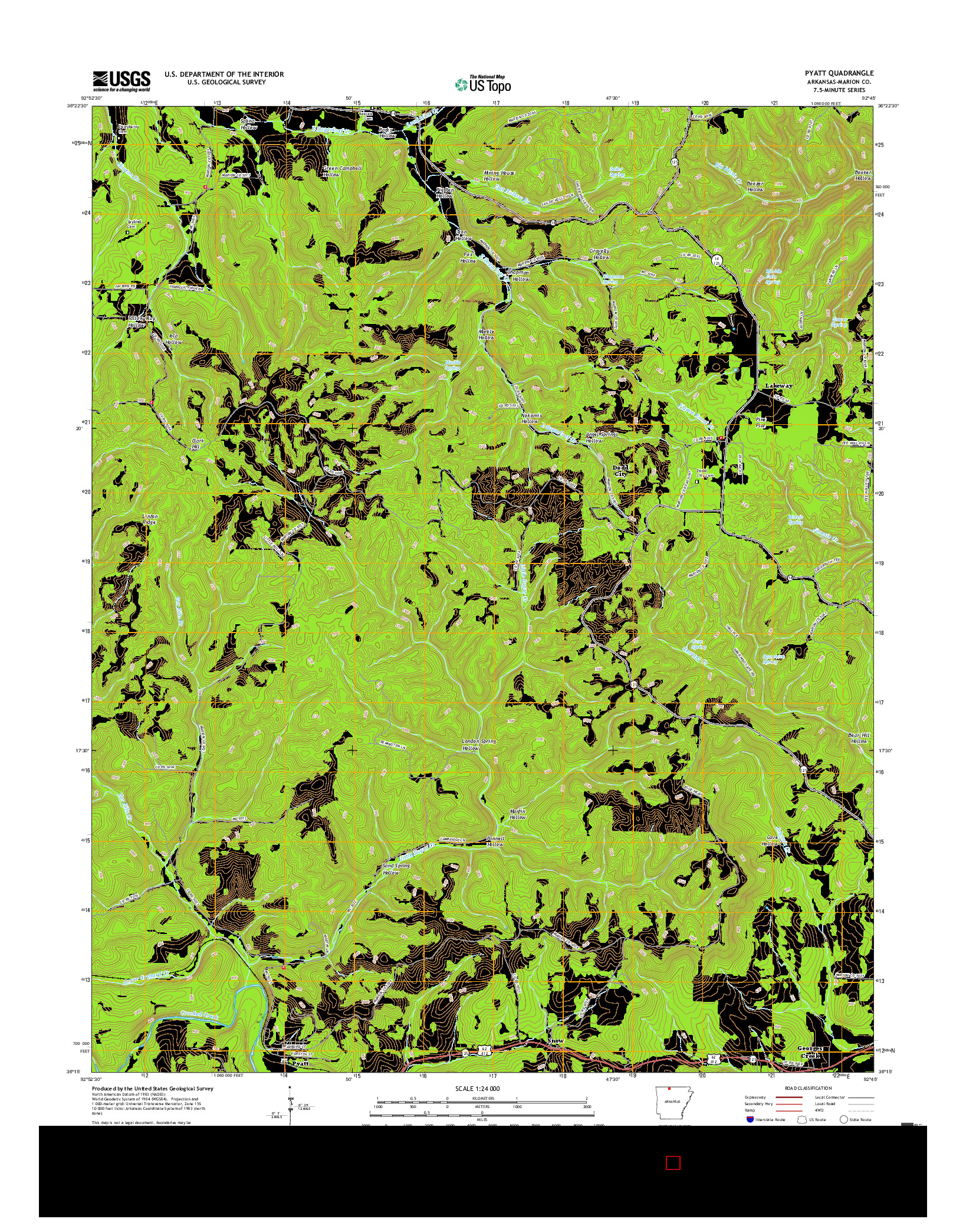 USGS US TOPO 7.5-MINUTE MAP FOR PYATT, AR 2017