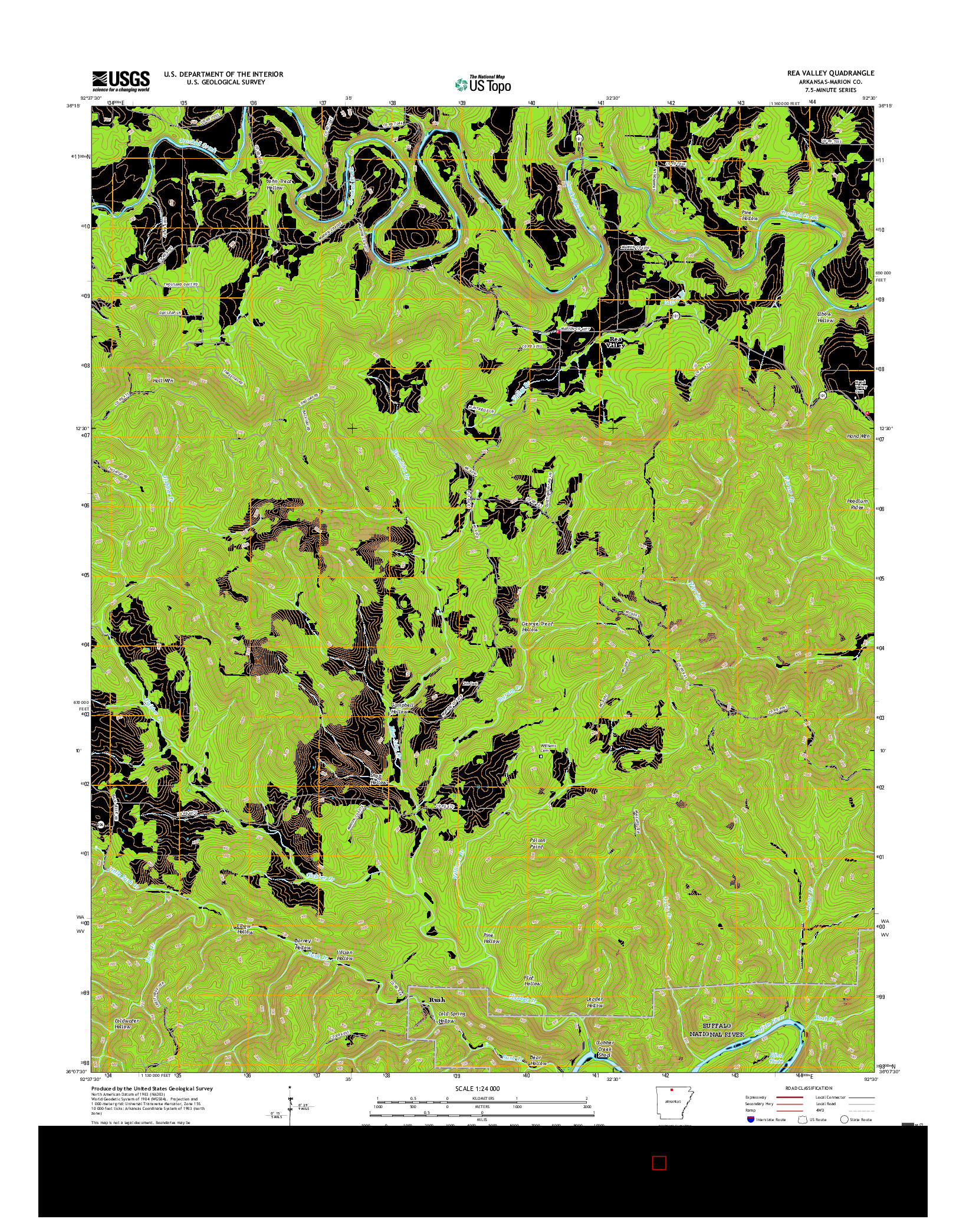 USGS US TOPO 7.5-MINUTE MAP FOR REA VALLEY, AR 2017