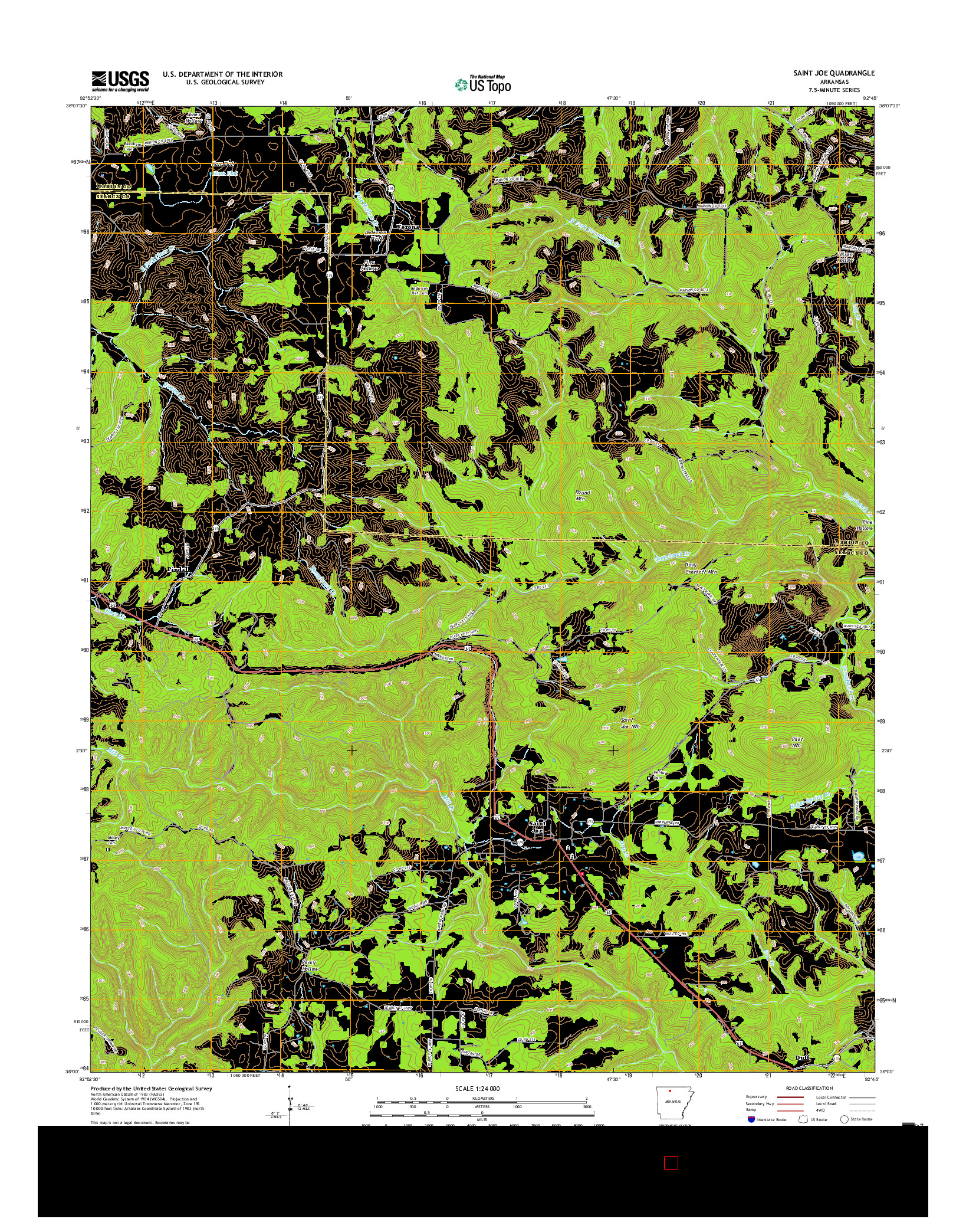 USGS US TOPO 7.5-MINUTE MAP FOR SAINT JOE, AR 2017