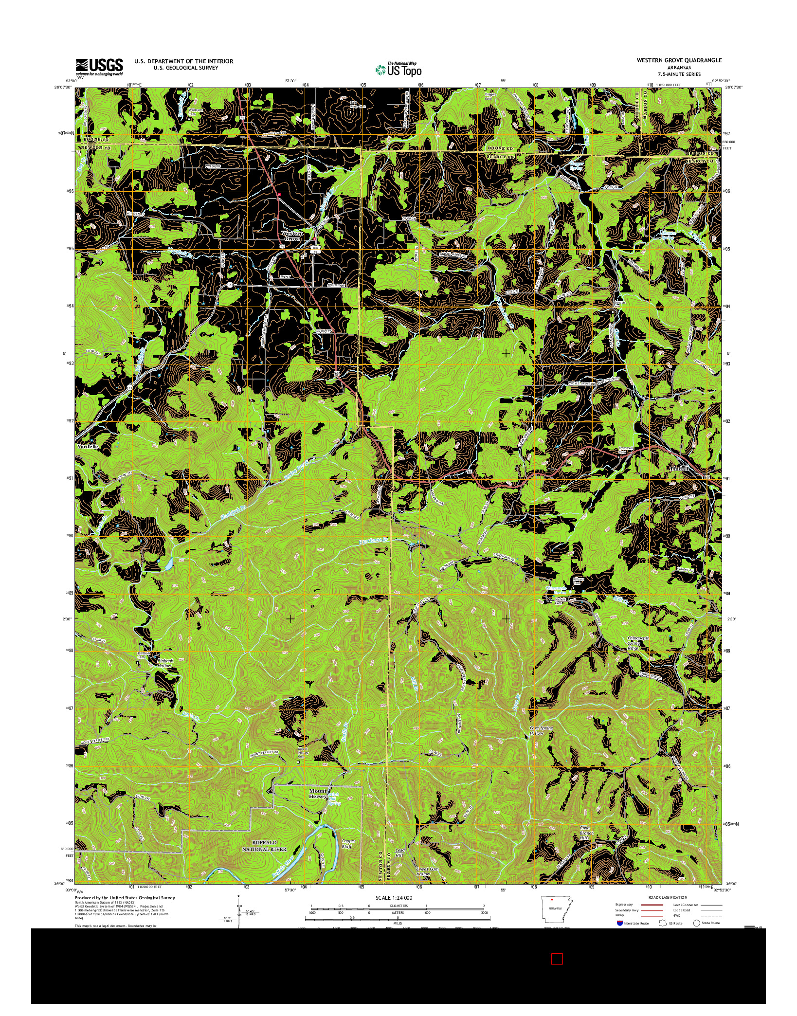 USGS US TOPO 7.5-MINUTE MAP FOR WESTERN GROVE, AR 2017