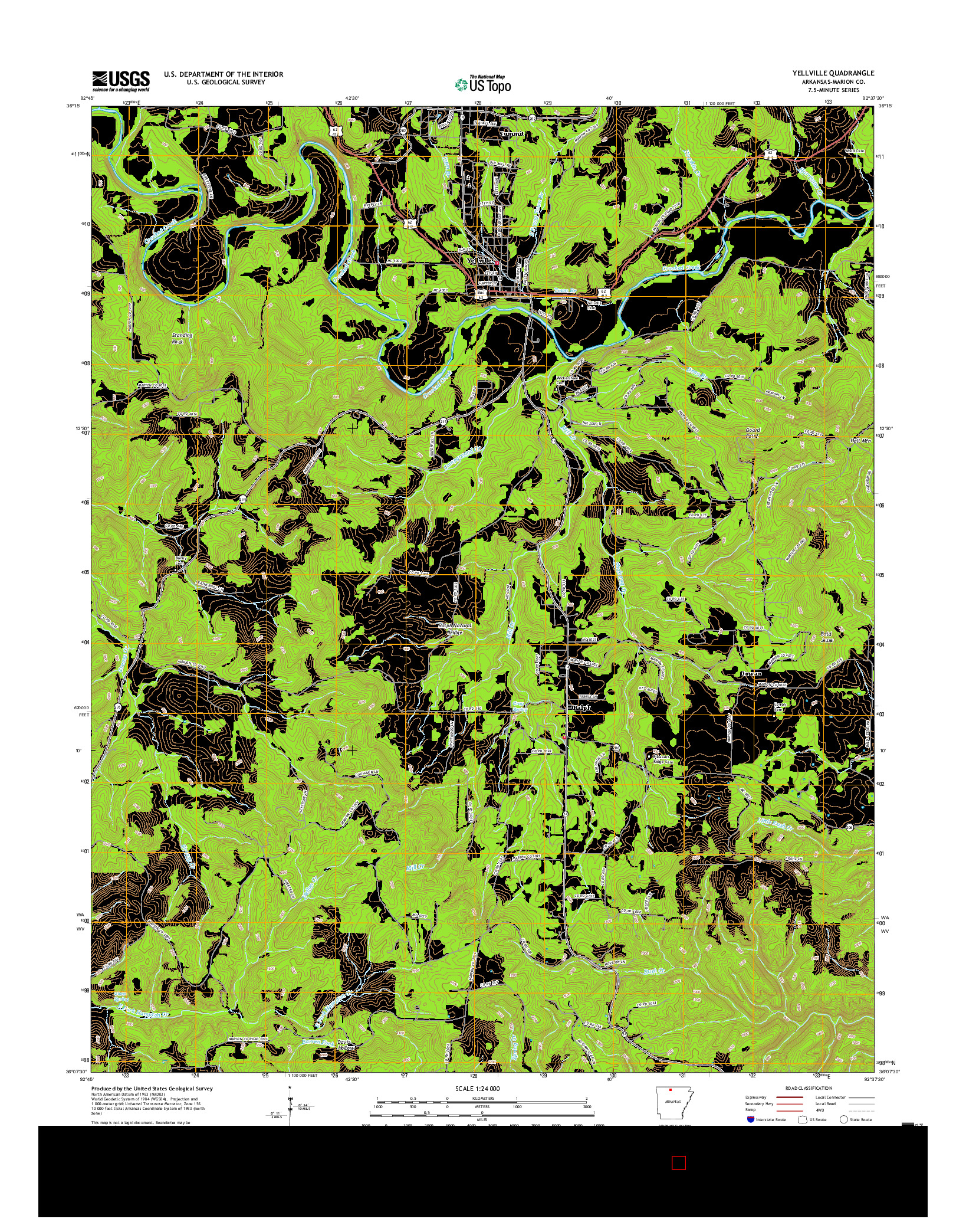 USGS US TOPO 7.5-MINUTE MAP FOR YELLVILLE, AR 2017