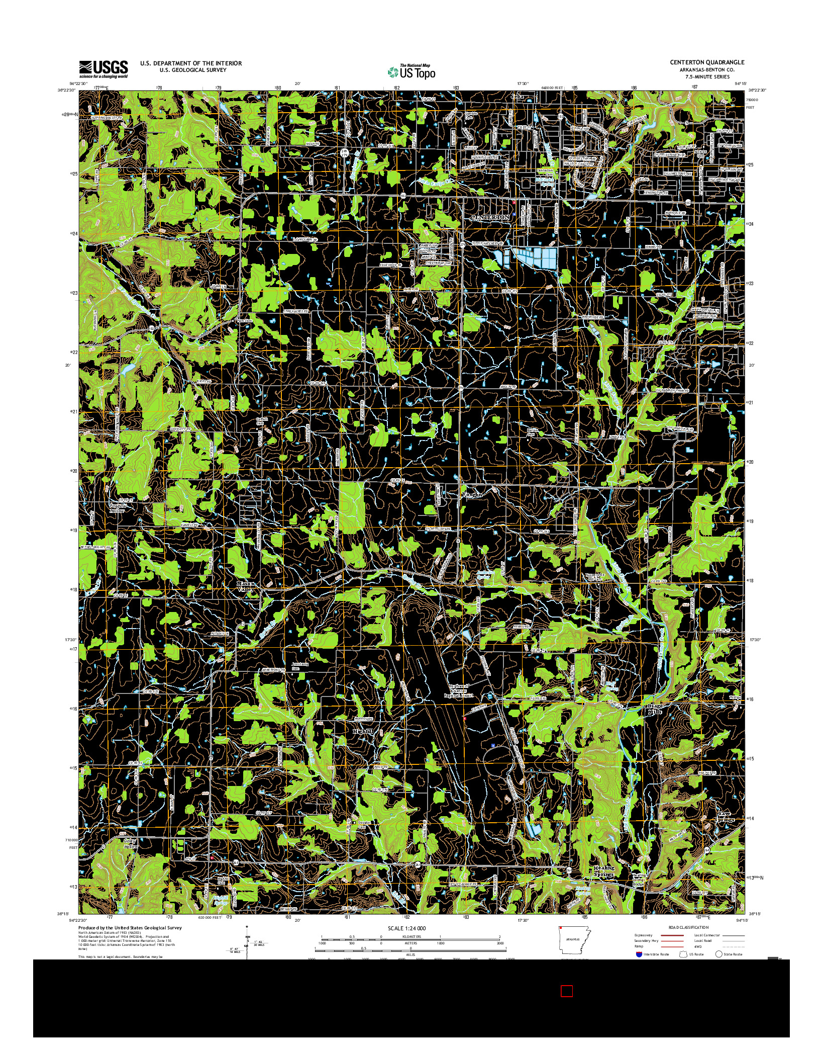 USGS US TOPO 7.5-MINUTE MAP FOR CENTERTON, AR 2017