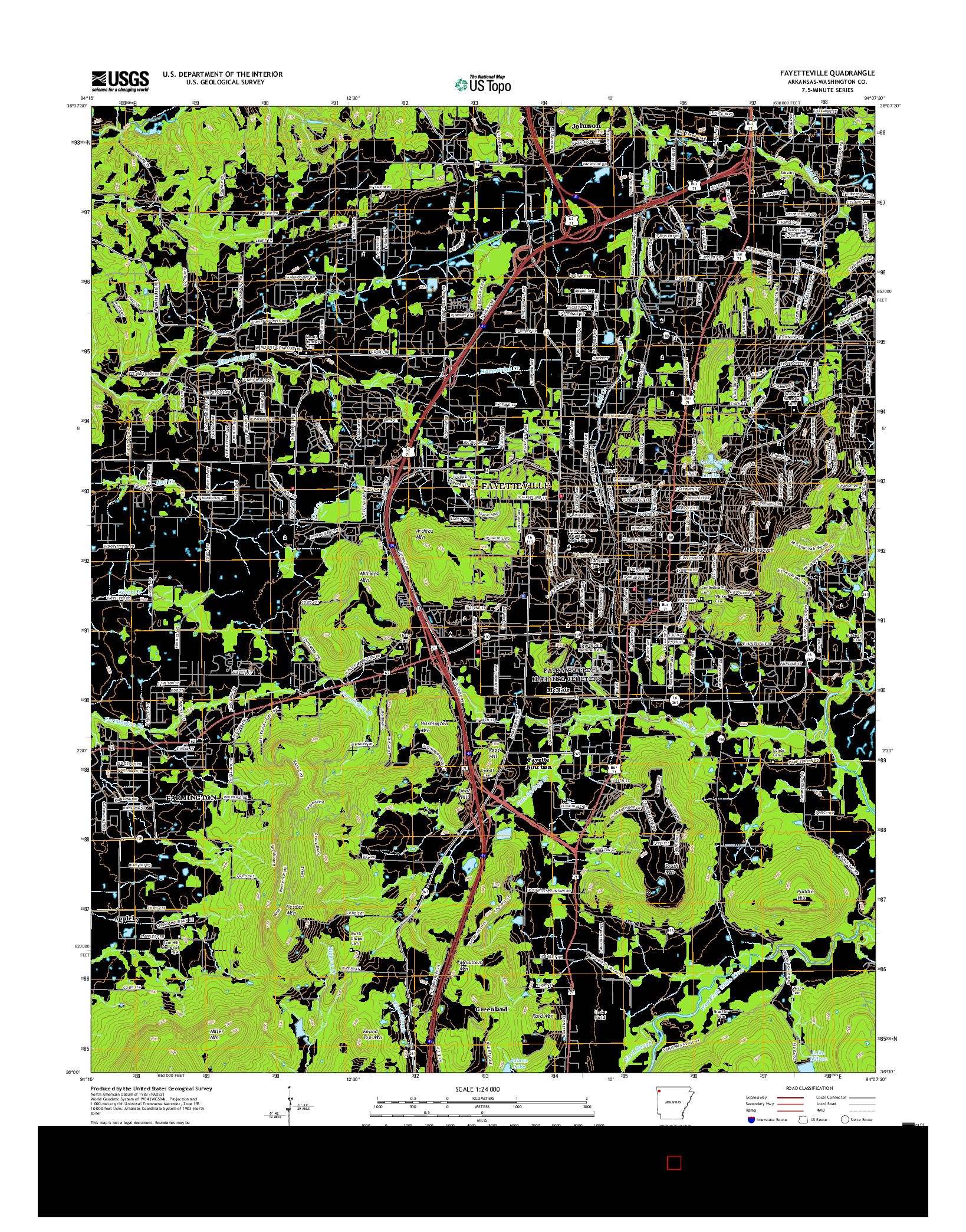 USGS US TOPO 7.5-MINUTE MAP FOR FAYETTEVILLE, AR 2017