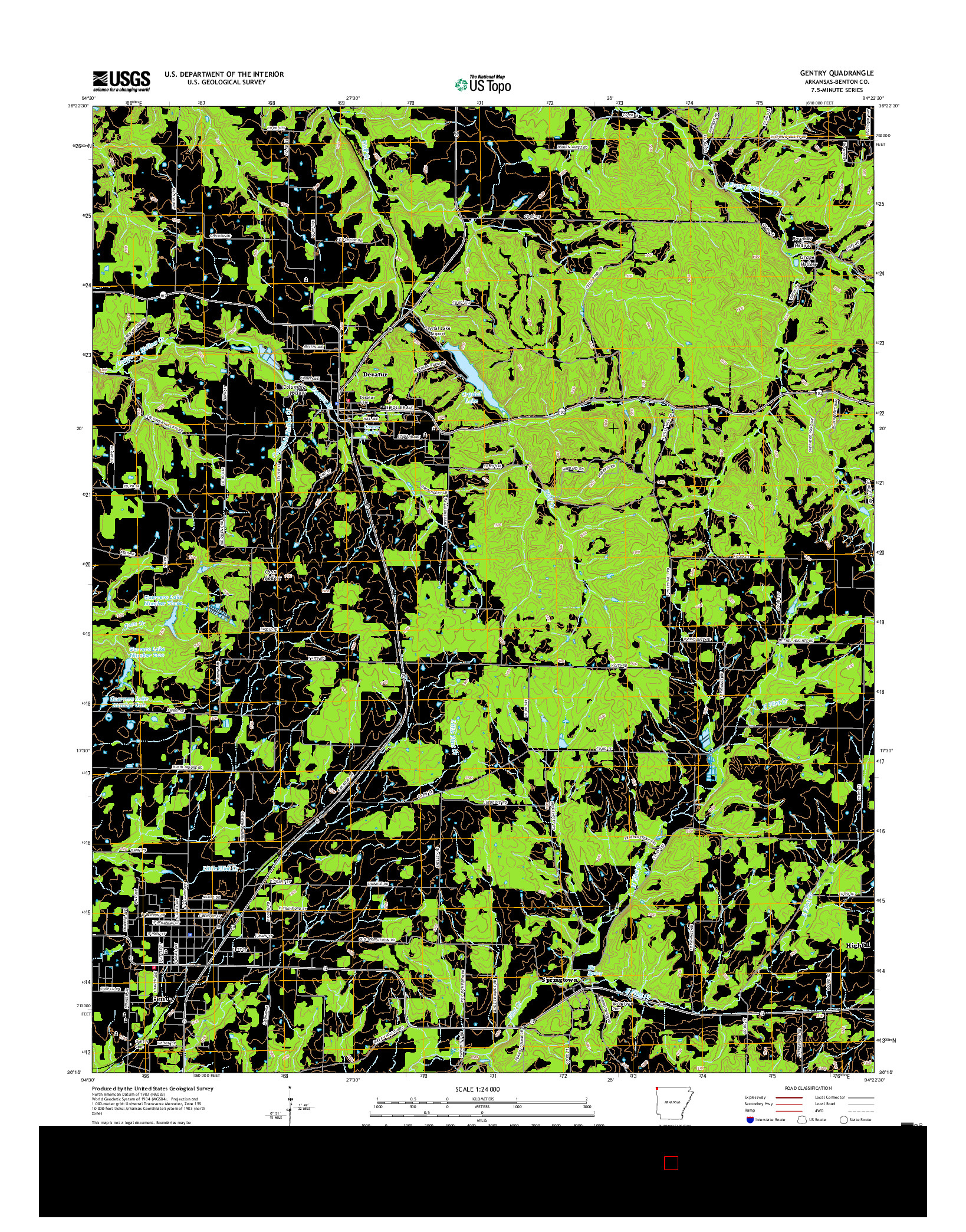 USGS US TOPO 7.5-MINUTE MAP FOR GENTRY, AR 2017