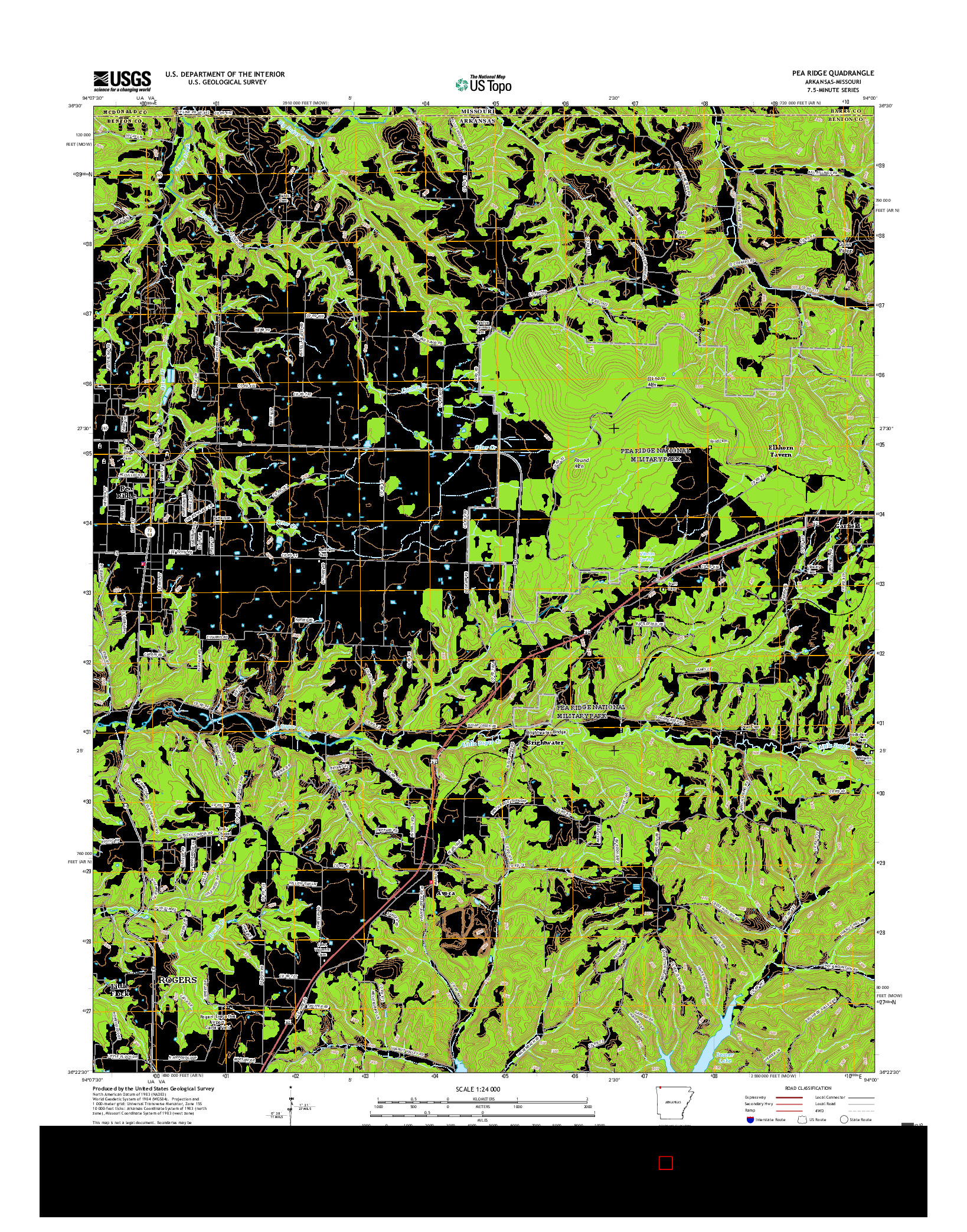 USGS US TOPO 7.5-MINUTE MAP FOR PEA RIDGE, AR-MO 2017