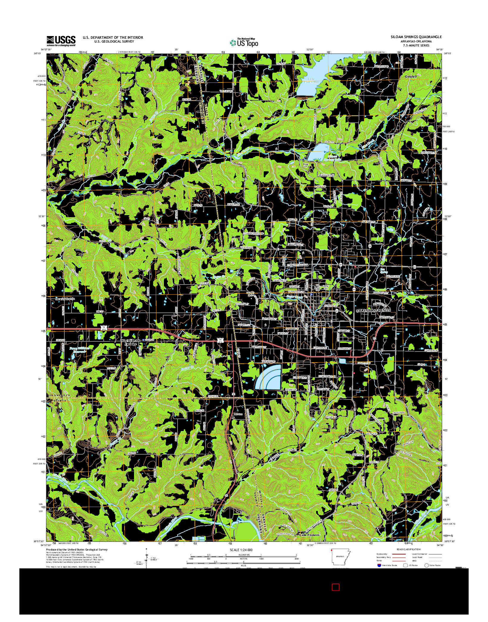 USGS US TOPO 7.5-MINUTE MAP FOR SILOAM SPRINGS, AR-OK 2017