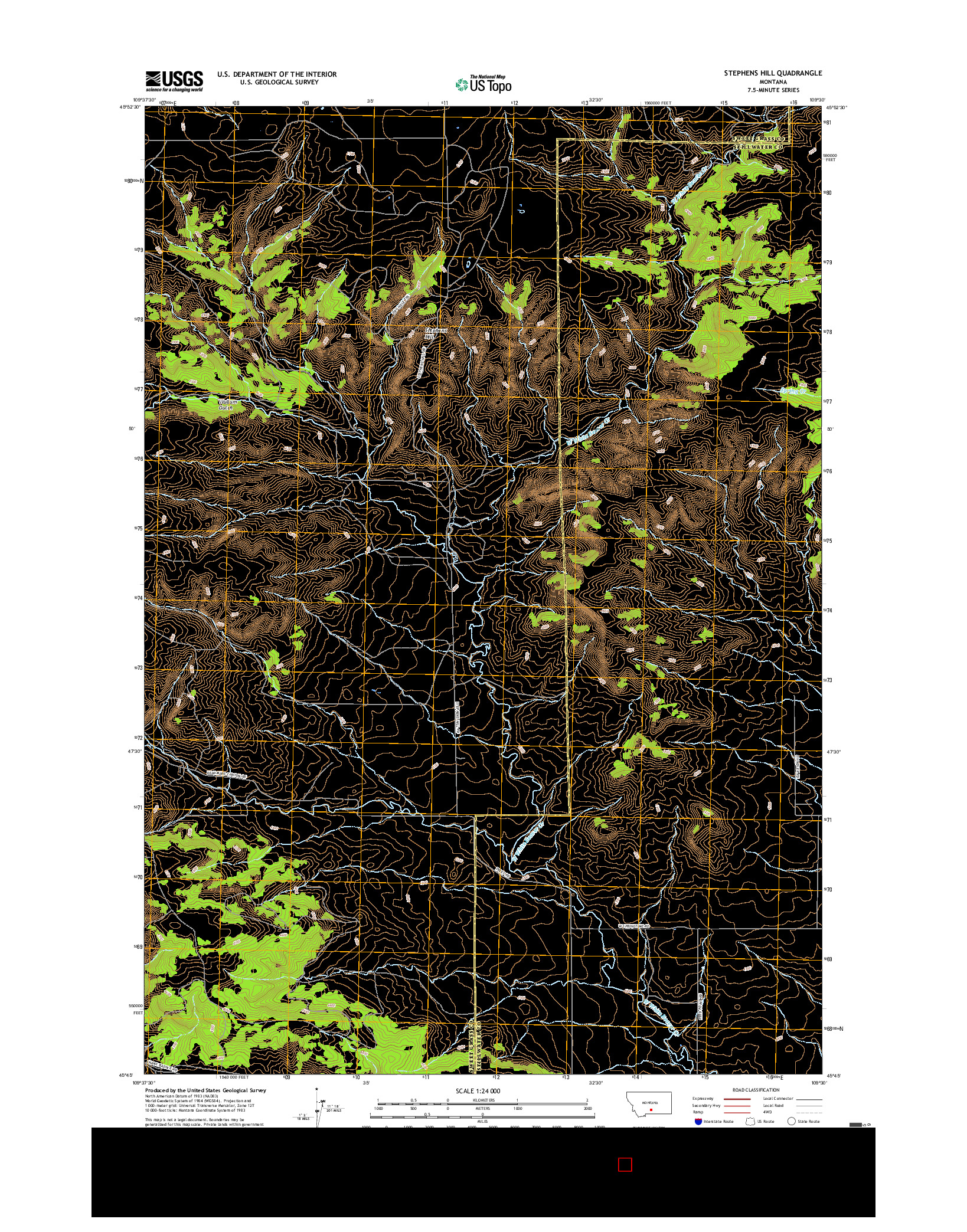 USGS US TOPO 7.5-MINUTE MAP FOR STEPHENS HILL, MT 2017