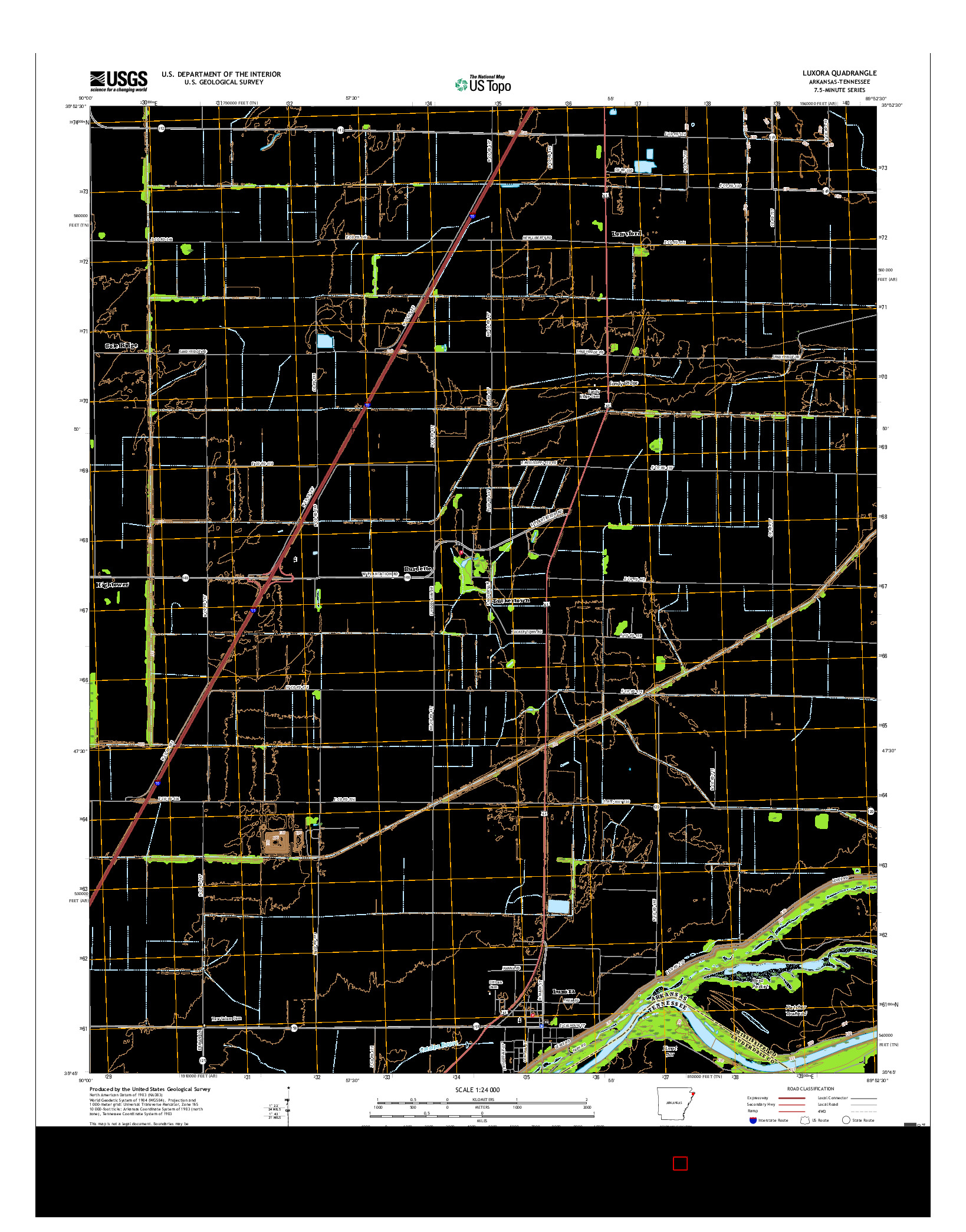 USGS US TOPO 7.5-MINUTE MAP FOR LUXORA, AR-TN 2017