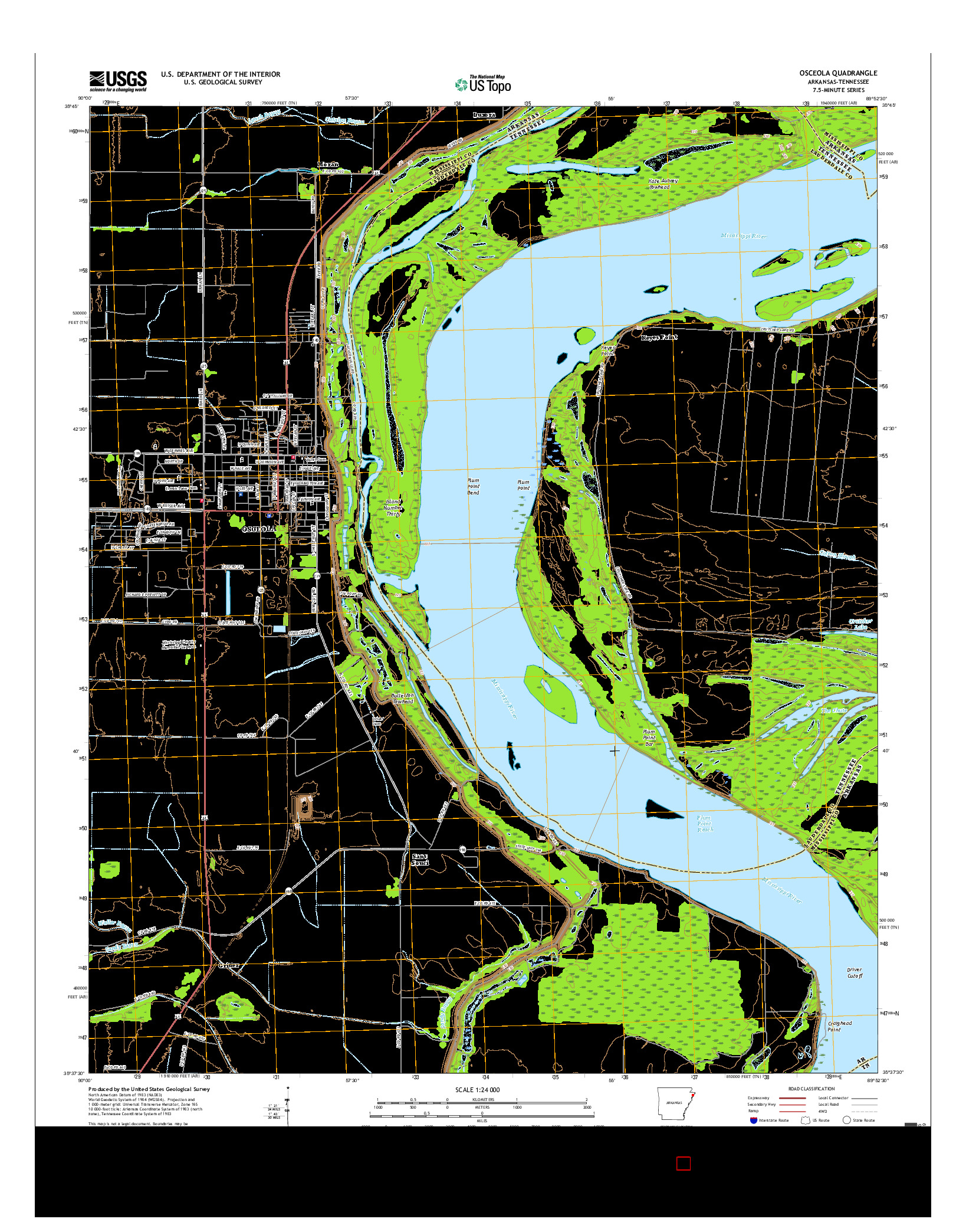 USGS US TOPO 7.5-MINUTE MAP FOR OSCEOLA, AR-TN 2017