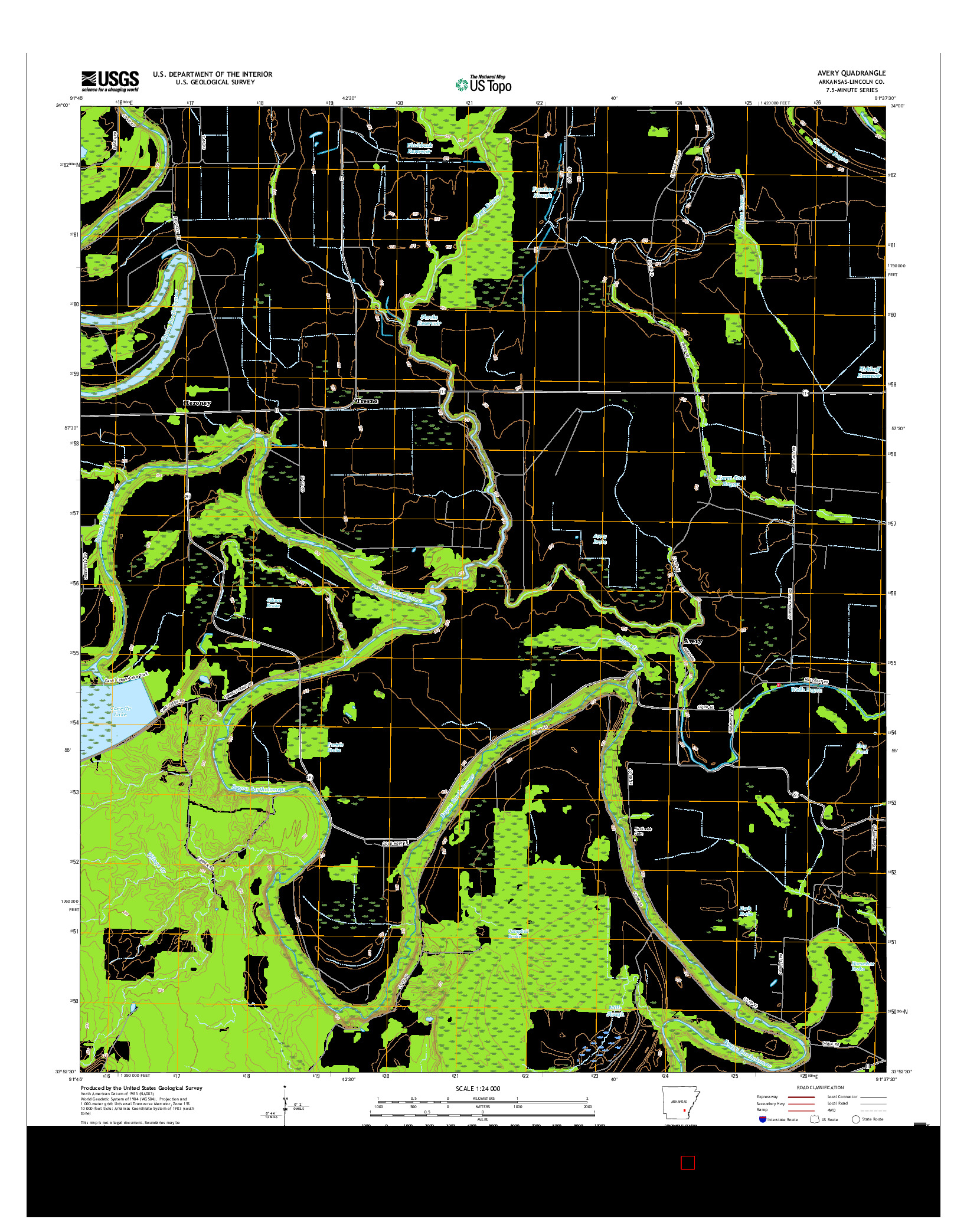 USGS US TOPO 7.5-MINUTE MAP FOR AVERY, AR 2017