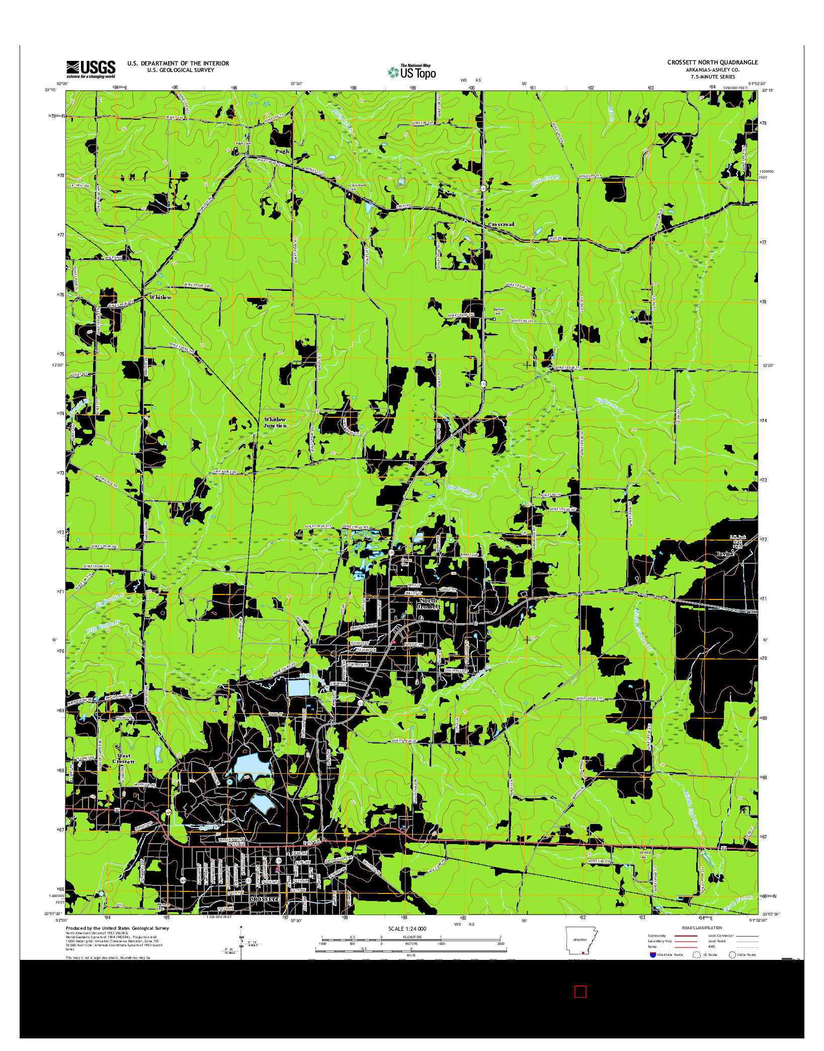 USGS US TOPO 7.5-MINUTE MAP FOR CROSSETT NORTH, AR 2017