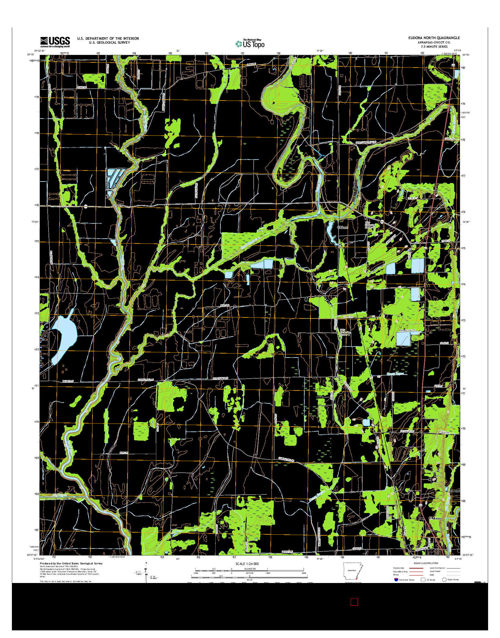 USGS US TOPO 7.5-MINUTE MAP FOR EUDORA NORTH, AR 2017