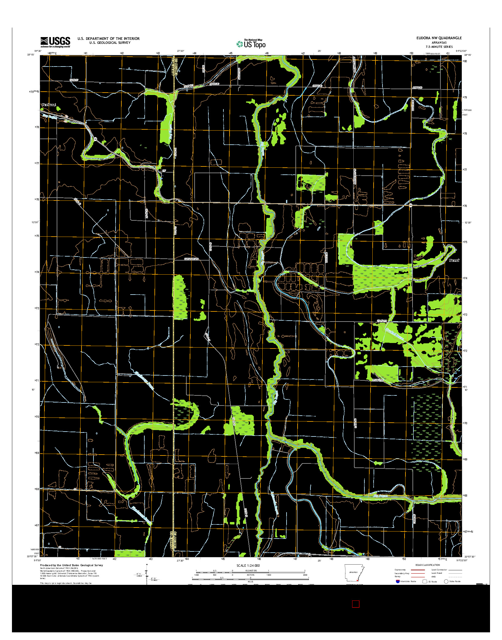 USGS US TOPO 7.5-MINUTE MAP FOR EUDORA NW, AR 2017