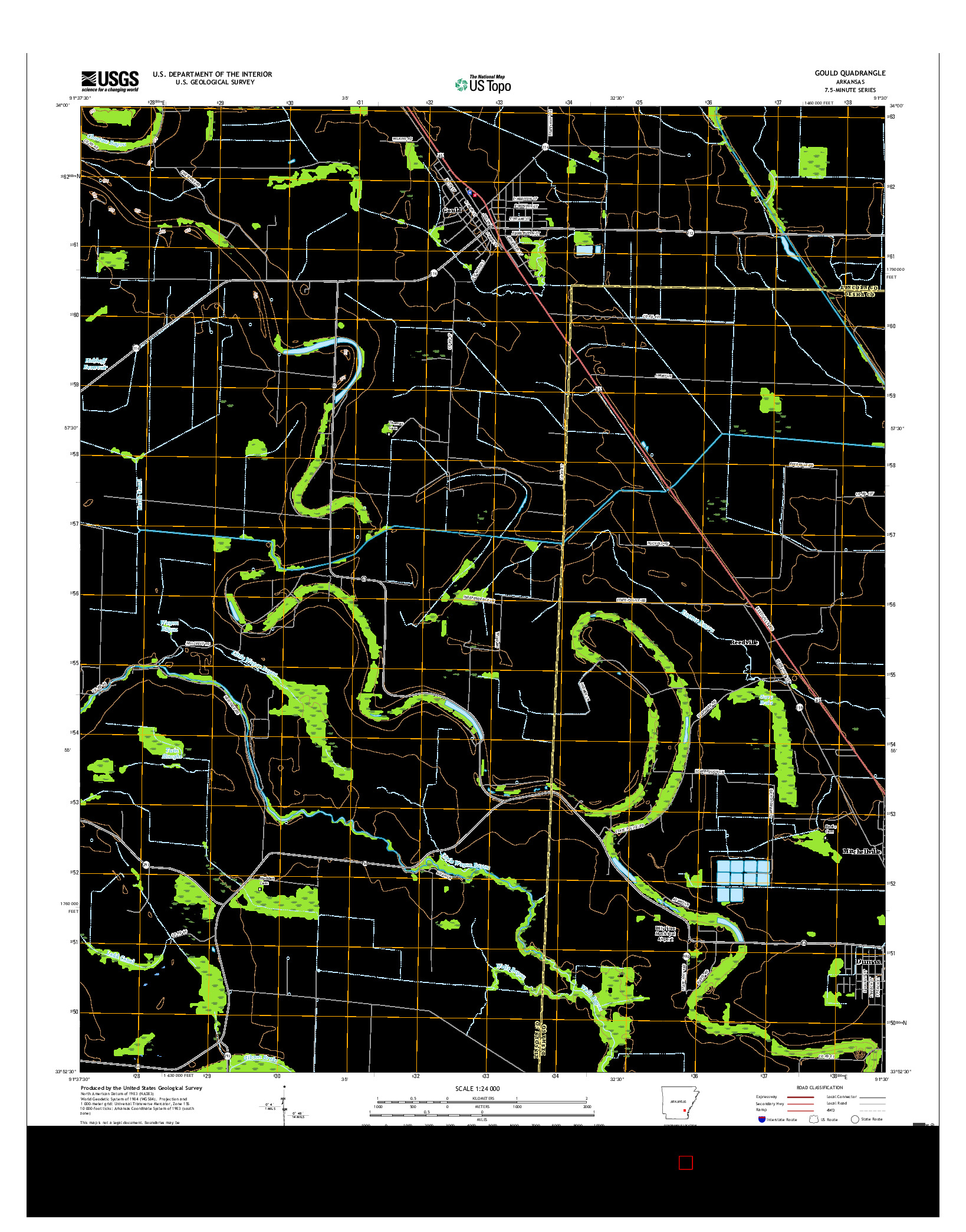 USGS US TOPO 7.5-MINUTE MAP FOR GOULD, AR 2017