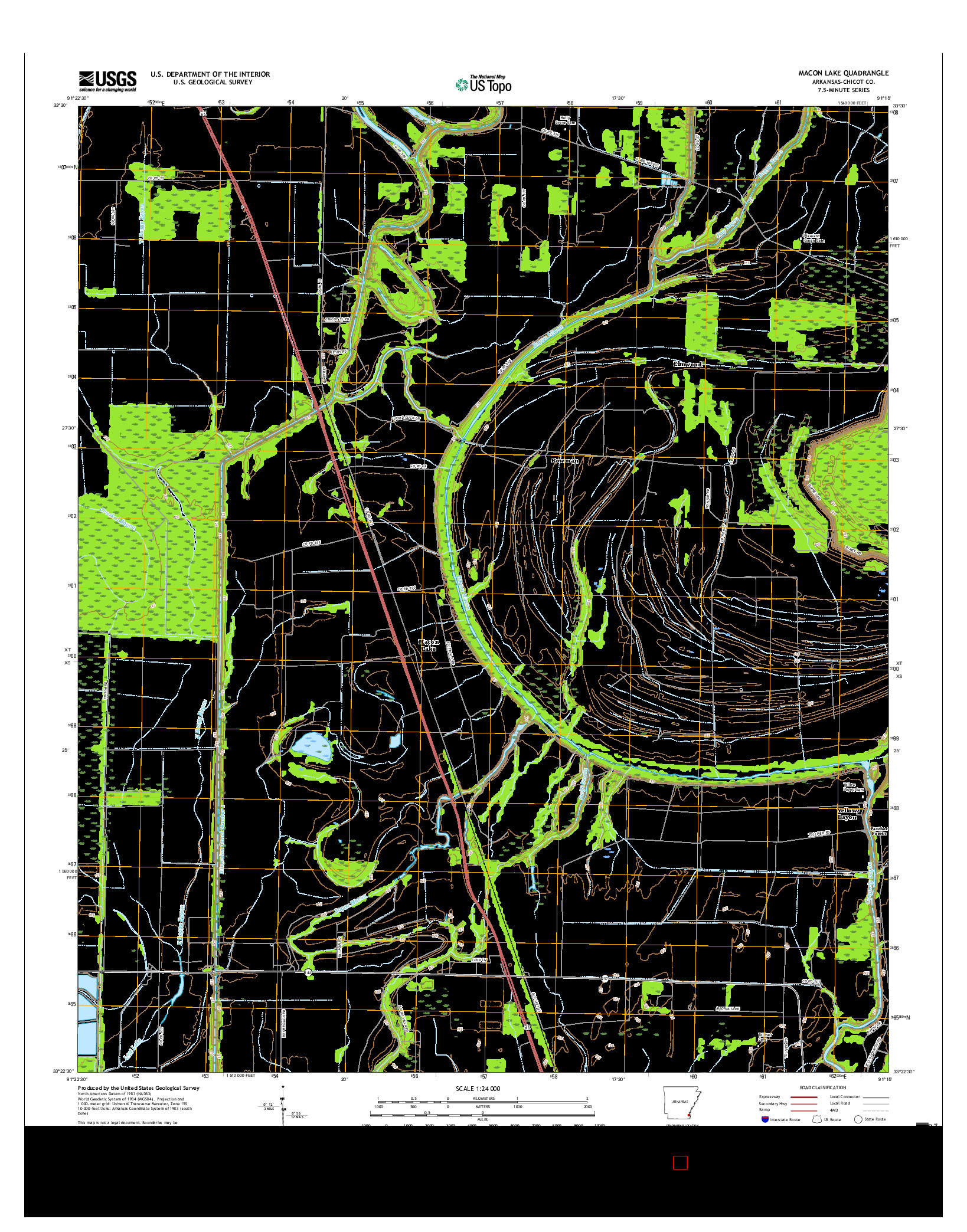 USGS US TOPO 7.5-MINUTE MAP FOR MACON LAKE, AR 2017