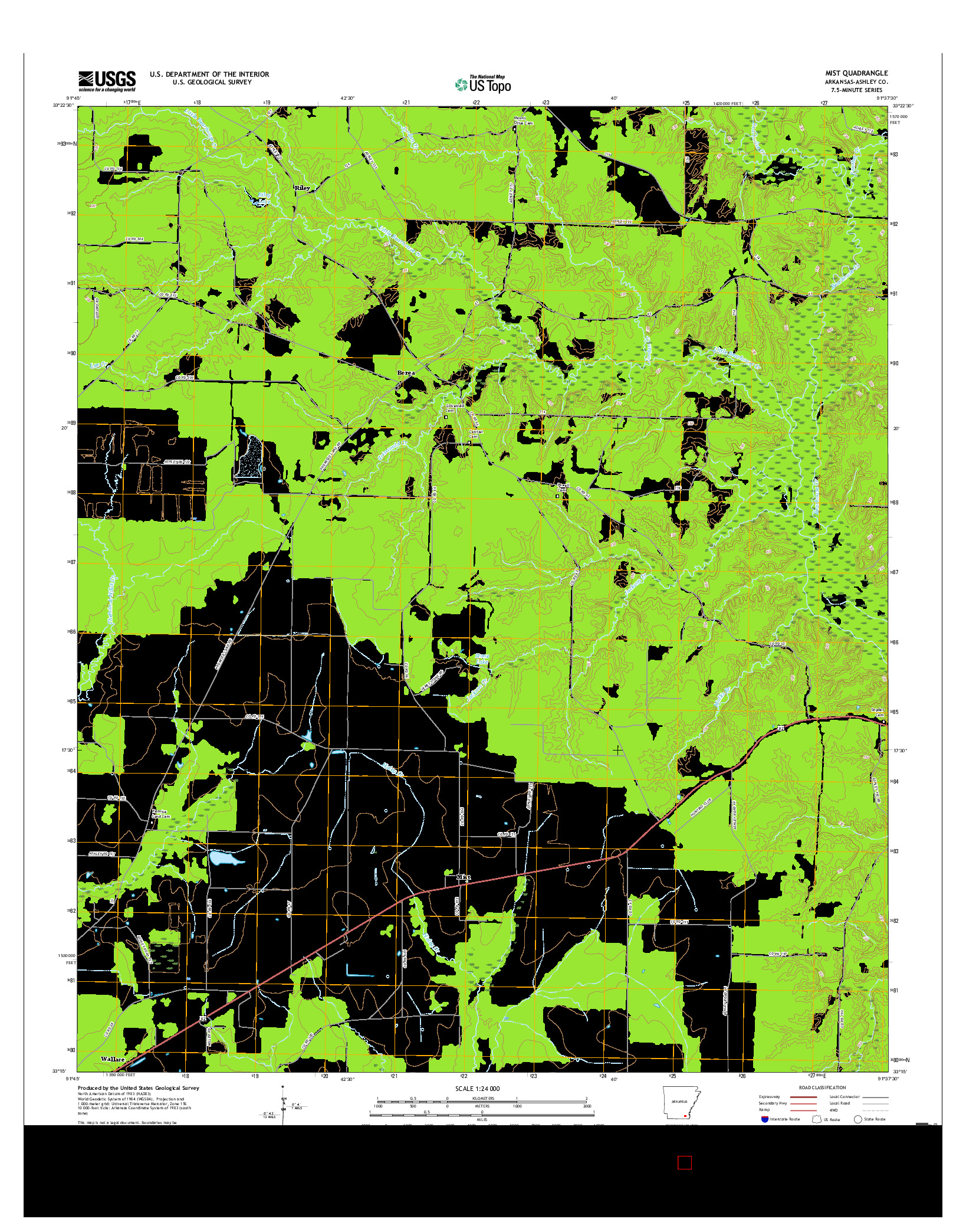 USGS US TOPO 7.5-MINUTE MAP FOR MIST, AR 2017