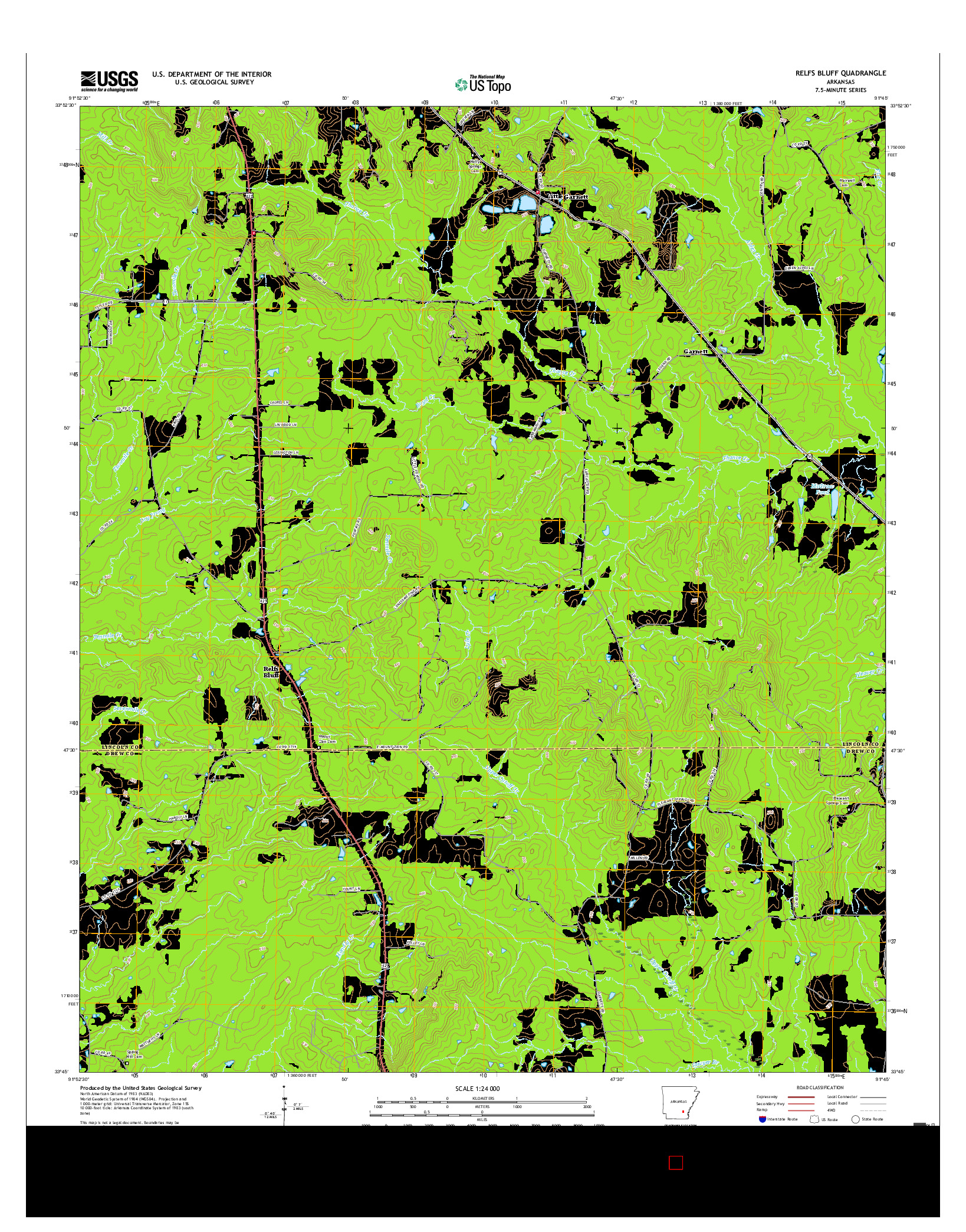 USGS US TOPO 7.5-MINUTE MAP FOR RELFS BLUFF, AR 2017