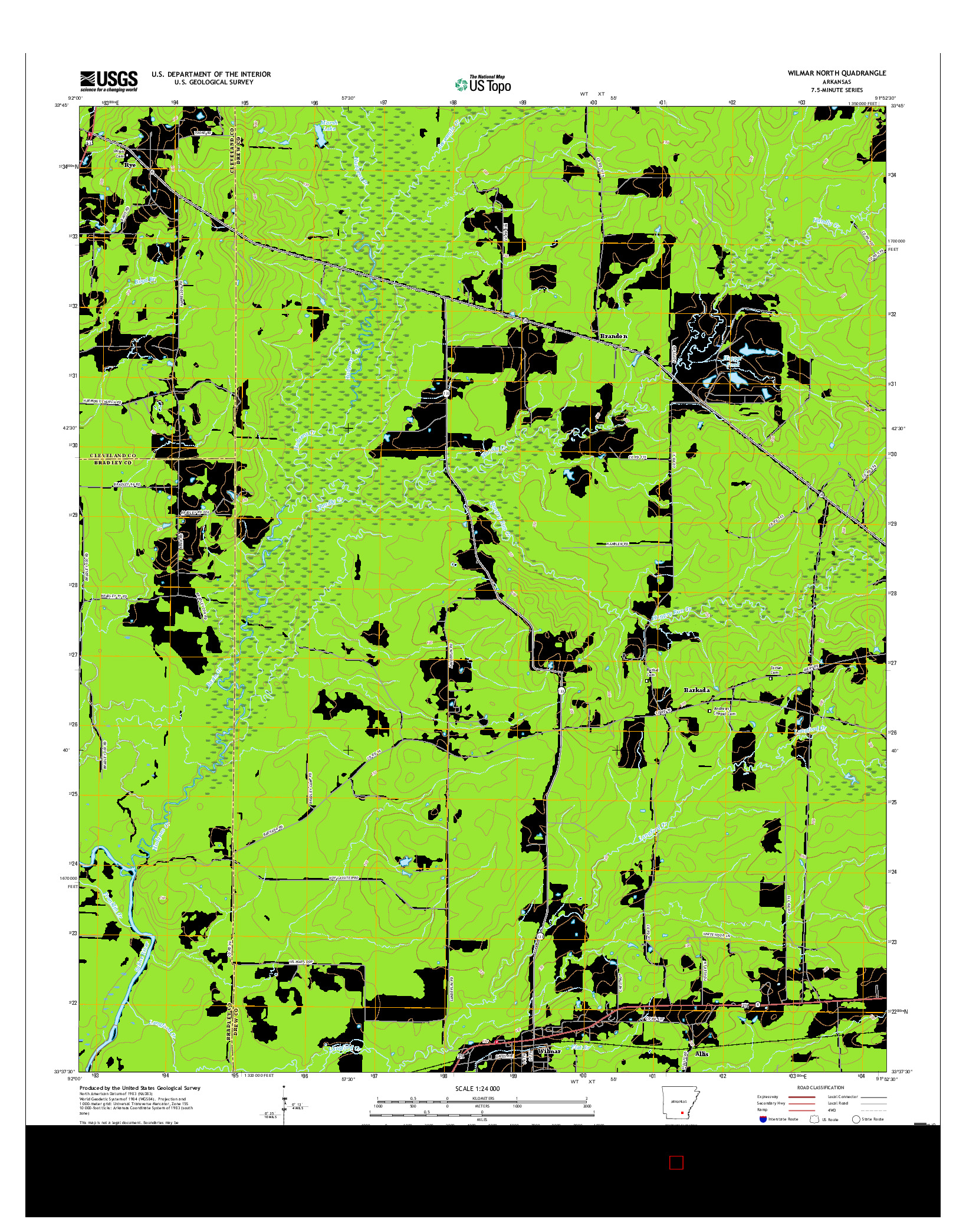 USGS US TOPO 7.5-MINUTE MAP FOR WILMAR NORTH, AR 2017