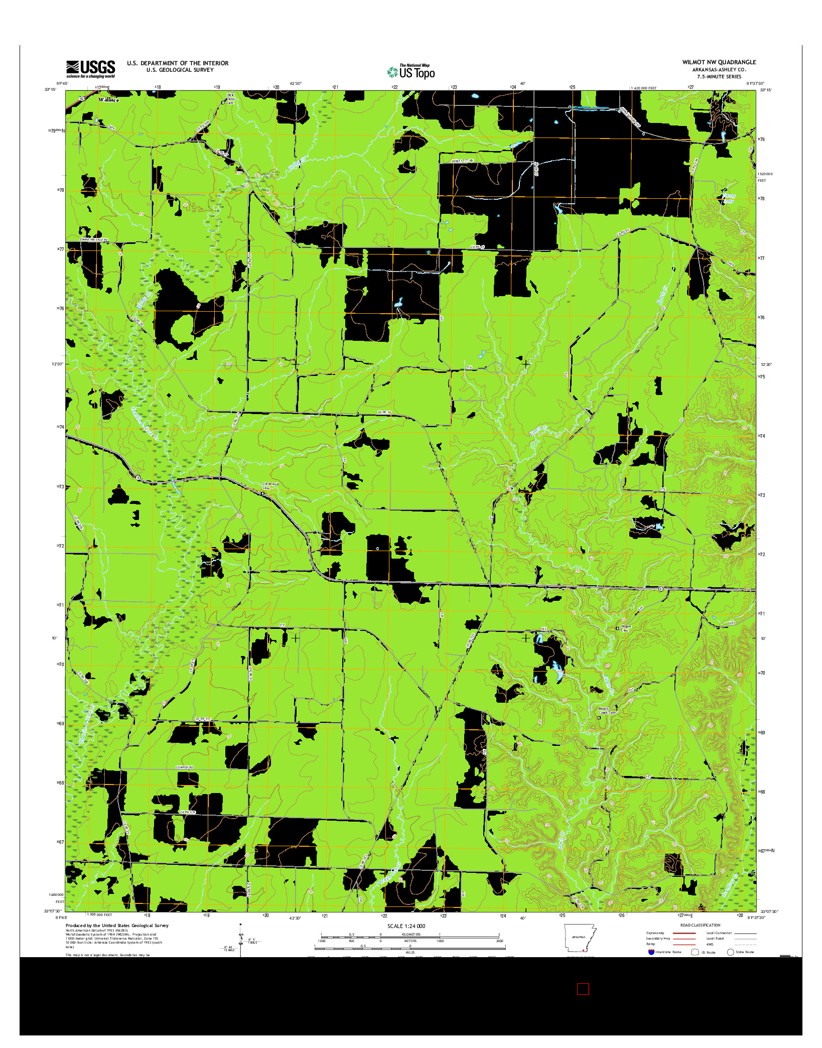 USGS US TOPO 7.5-MINUTE MAP FOR WILMOT NW, AR 2017