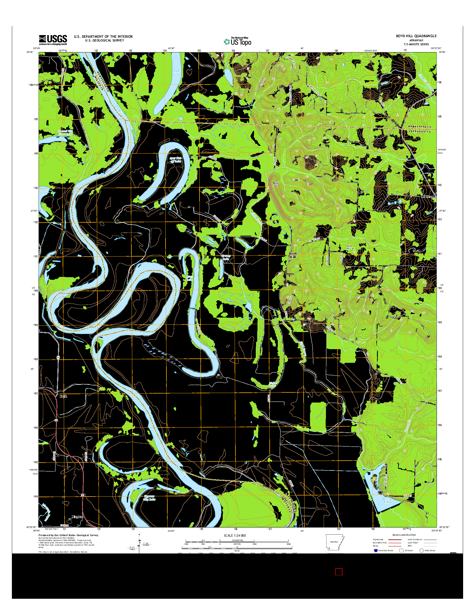 USGS US TOPO 7.5-MINUTE MAP FOR BOYD HILL, AR 2017