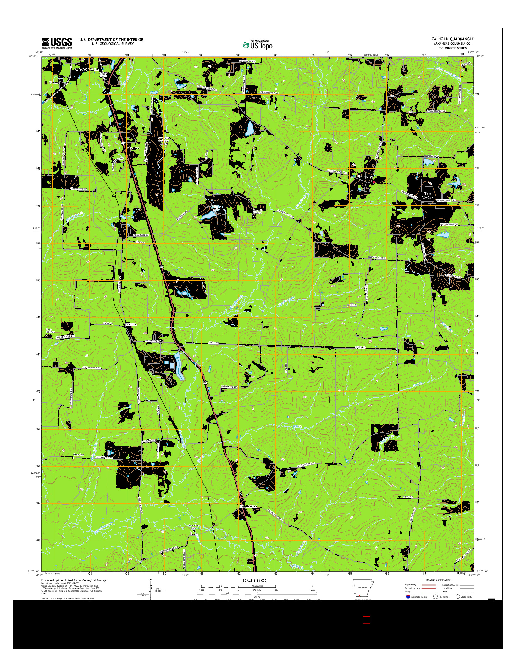 USGS US TOPO 7.5-MINUTE MAP FOR CALHOUN, AR 2017