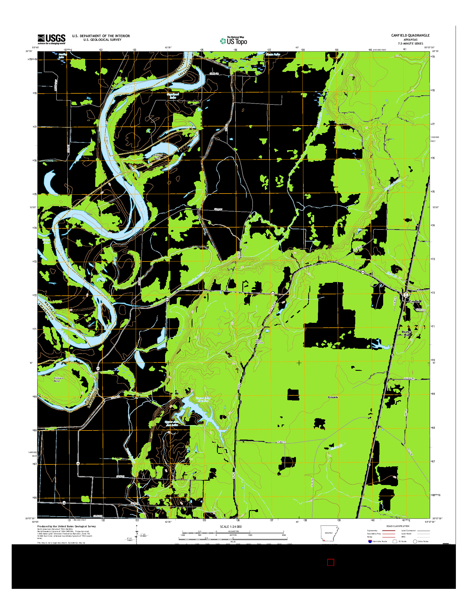 USGS US TOPO 7.5-MINUTE MAP FOR CANFIELD, AR 2017